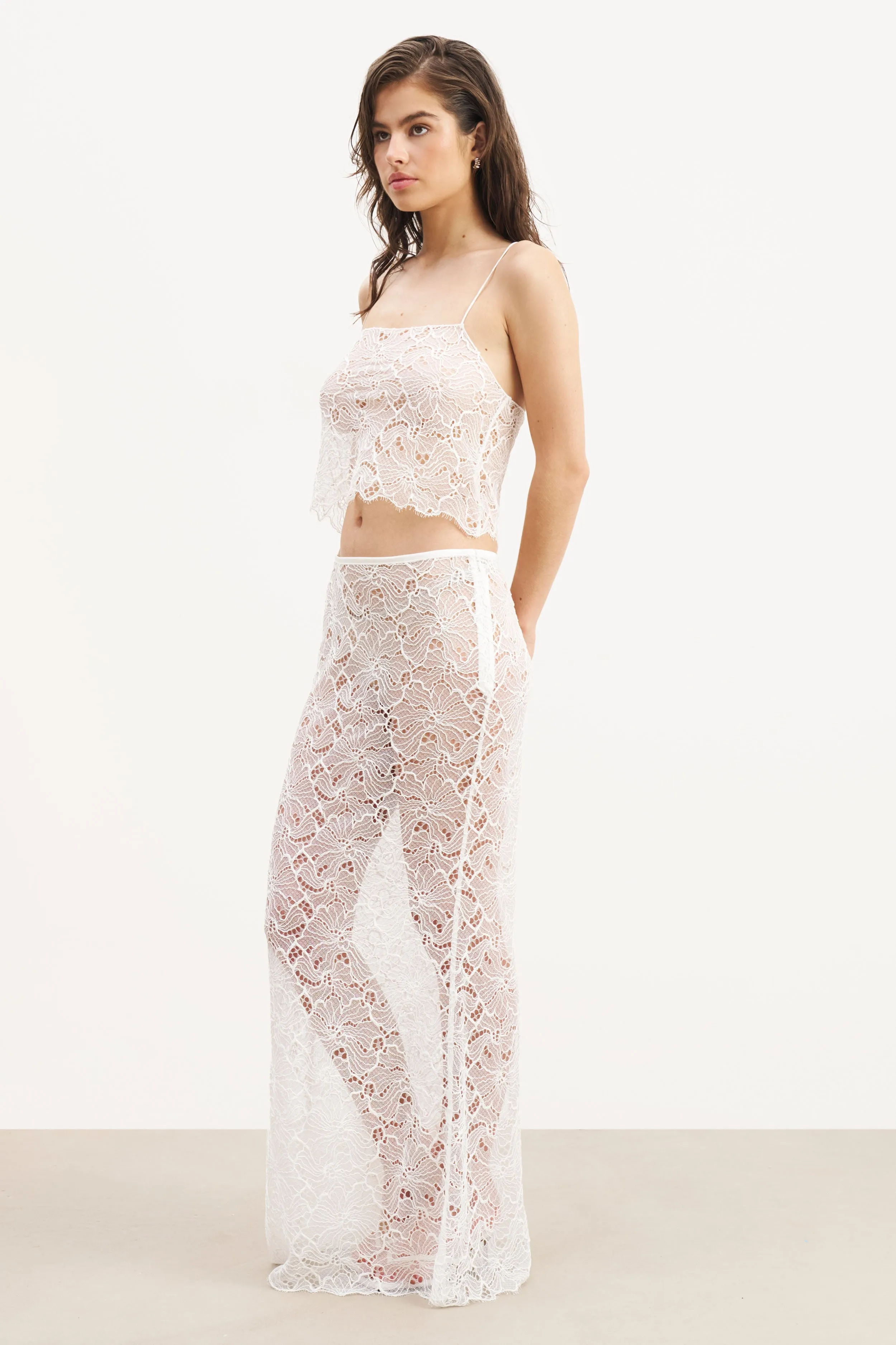 Lace Column Maxi Skirt - White sold by Because of Alice product image thumbnail 4