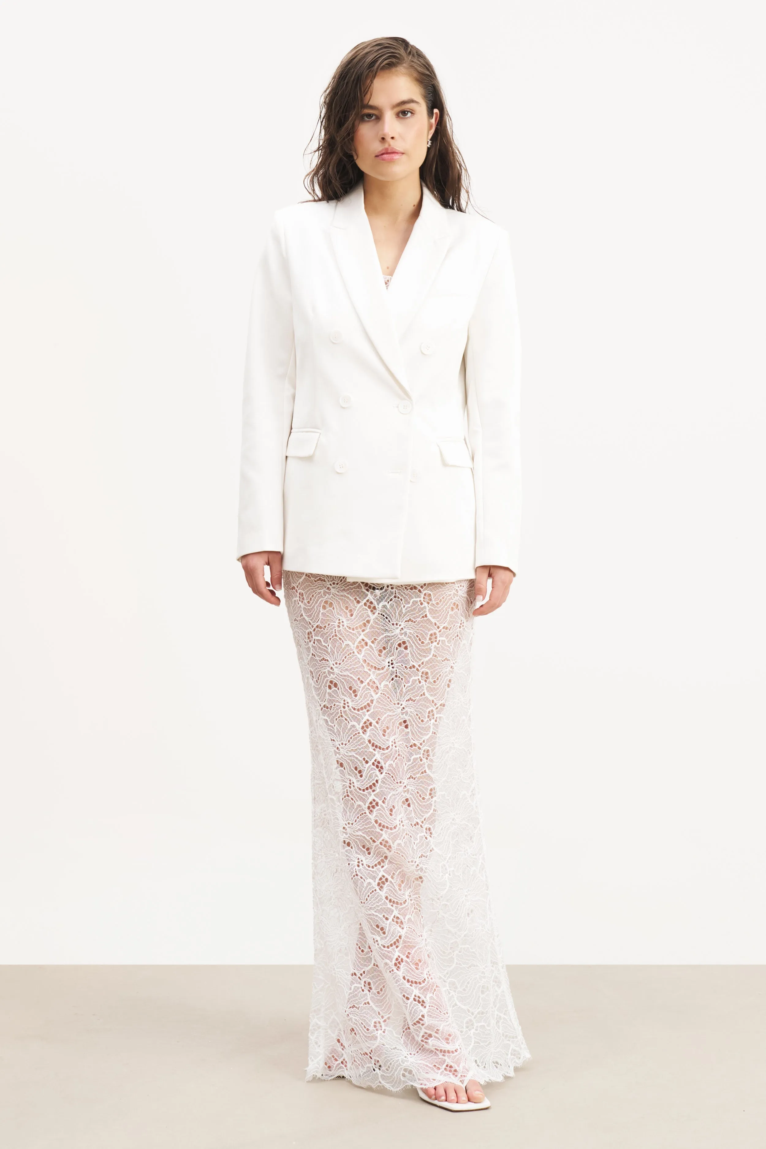 Lace Column Maxi Skirt - White sold by Because of Alice product image thumbnail 3