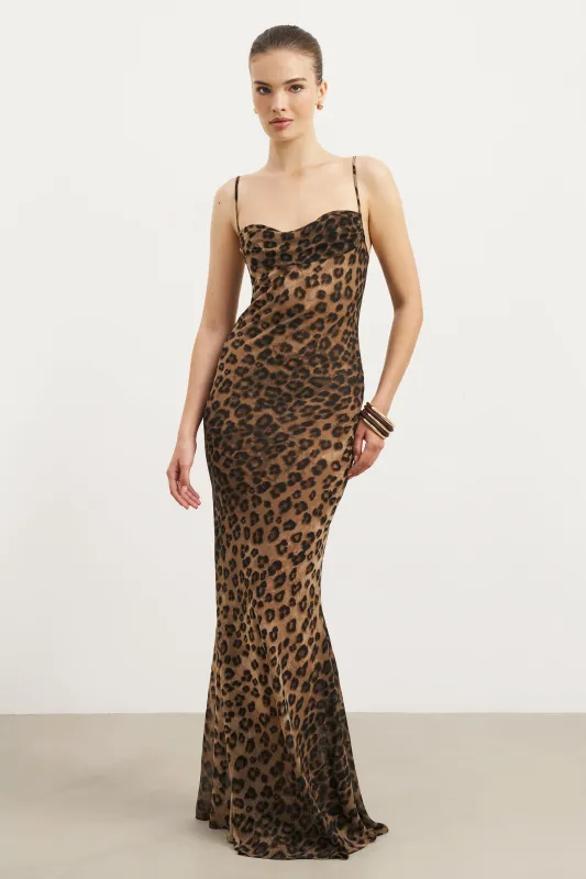 Ruched Chiffon Maxi Dress - Leopard Print sold by Because of Alice