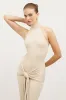 Fine Knit Gathered Halter Neck Maxi Dress - Champagne Shimmer sold by Because of Alice