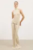 Fine Knit Gathered Halter Neck Maxi Dress - Champagne Shimmer sold by Because of Alice