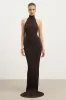 Fine Knit Gathered Halter Neck Maxi Dress - Carob Shimmer sold by Because of Alice