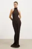 Fine Knit Gathered Halter Neck Maxi Dress - Carob Shimmer sold by Because of Alice