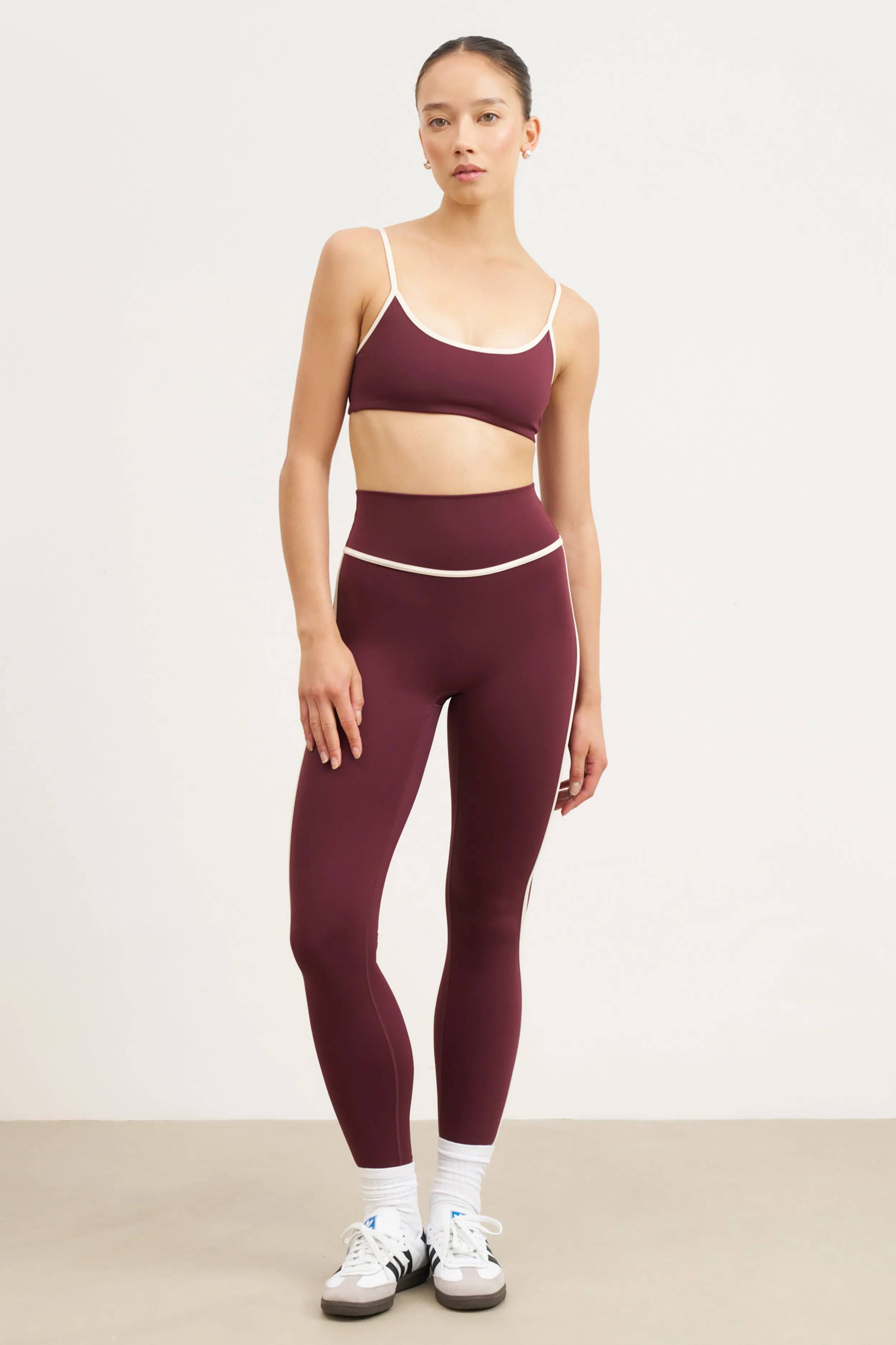 Base Contrast Trim Leggings - Merlot/Tofu sold by Because of Alice product image thumbnail 3
