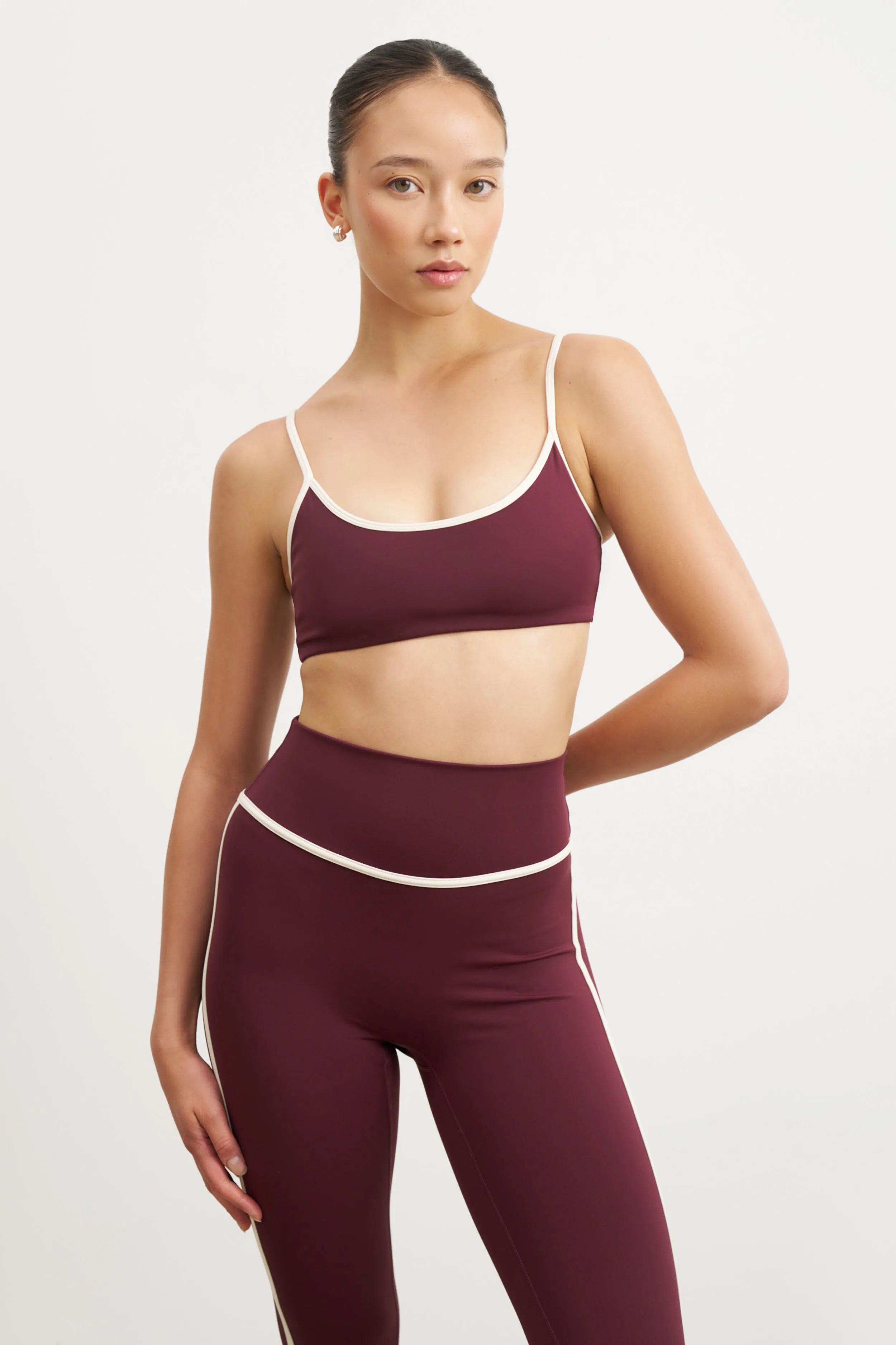 Base Contrast Trim Leggings - Merlot/Tofu sold by Because of Alice product image thumbnail 4