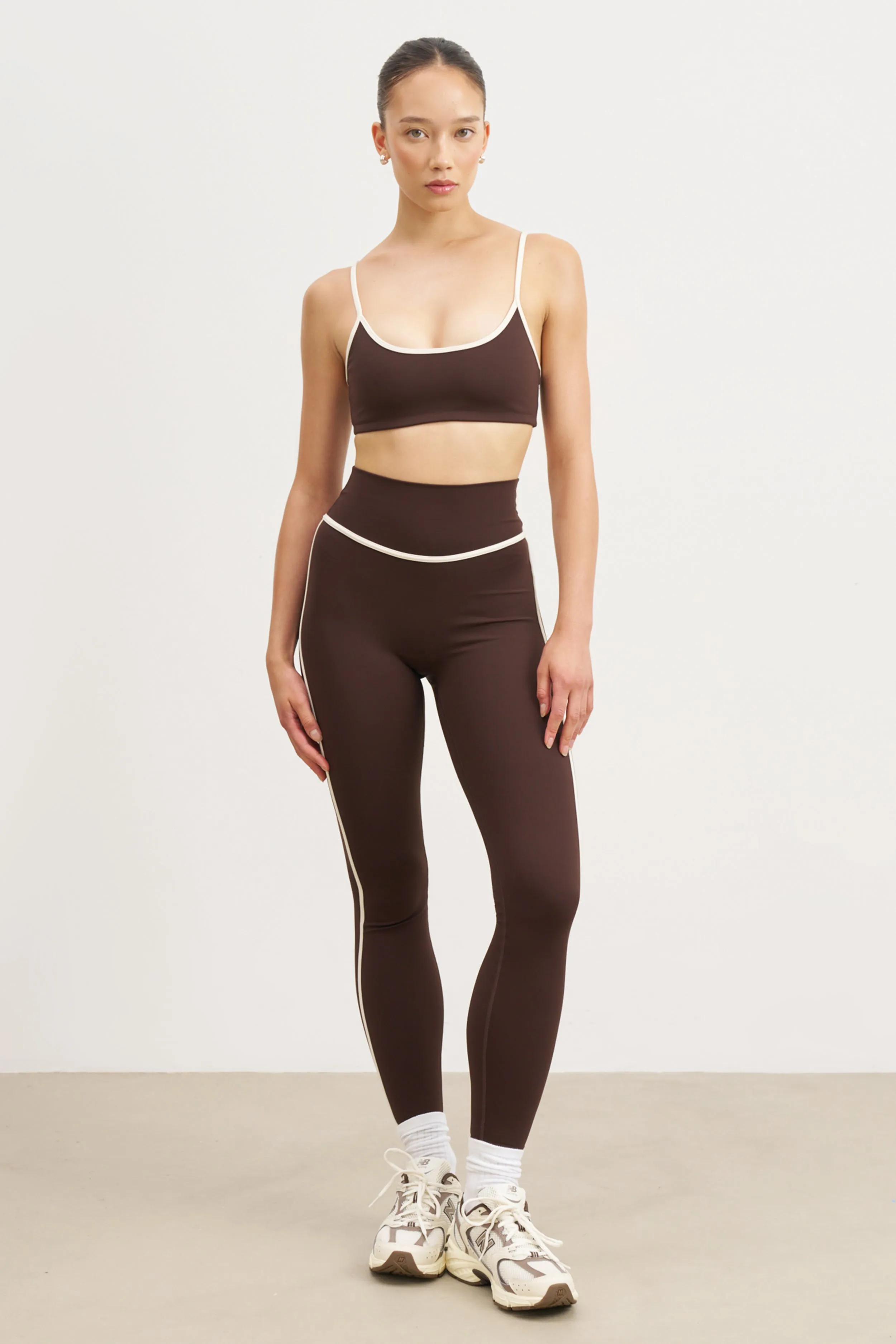 Base Contrast Trim Leggings - Carob/Tofu sold by Because of Alice