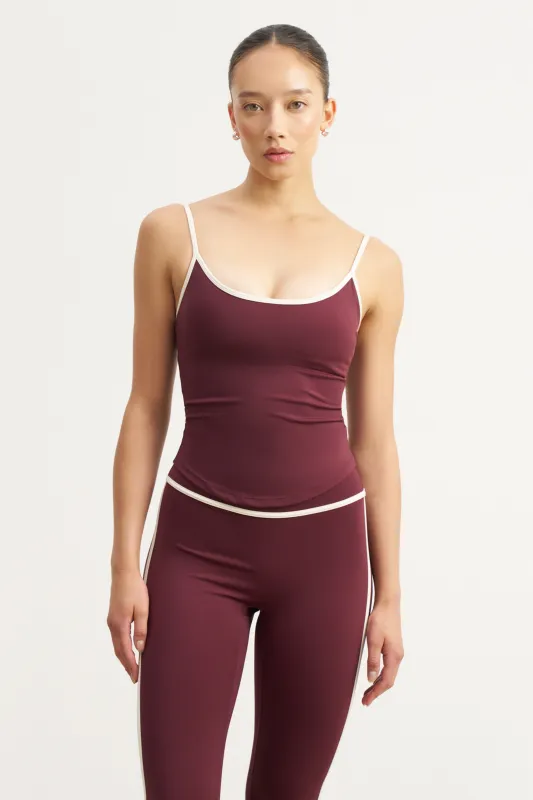 Base Contrast Trim Cami Top - Merlot/Tofu sold by Because of Alice