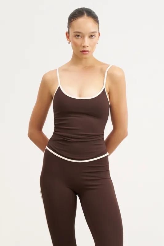 Base Contrast Trim Cami Top - Carob/Tofu sold by Because of Alice