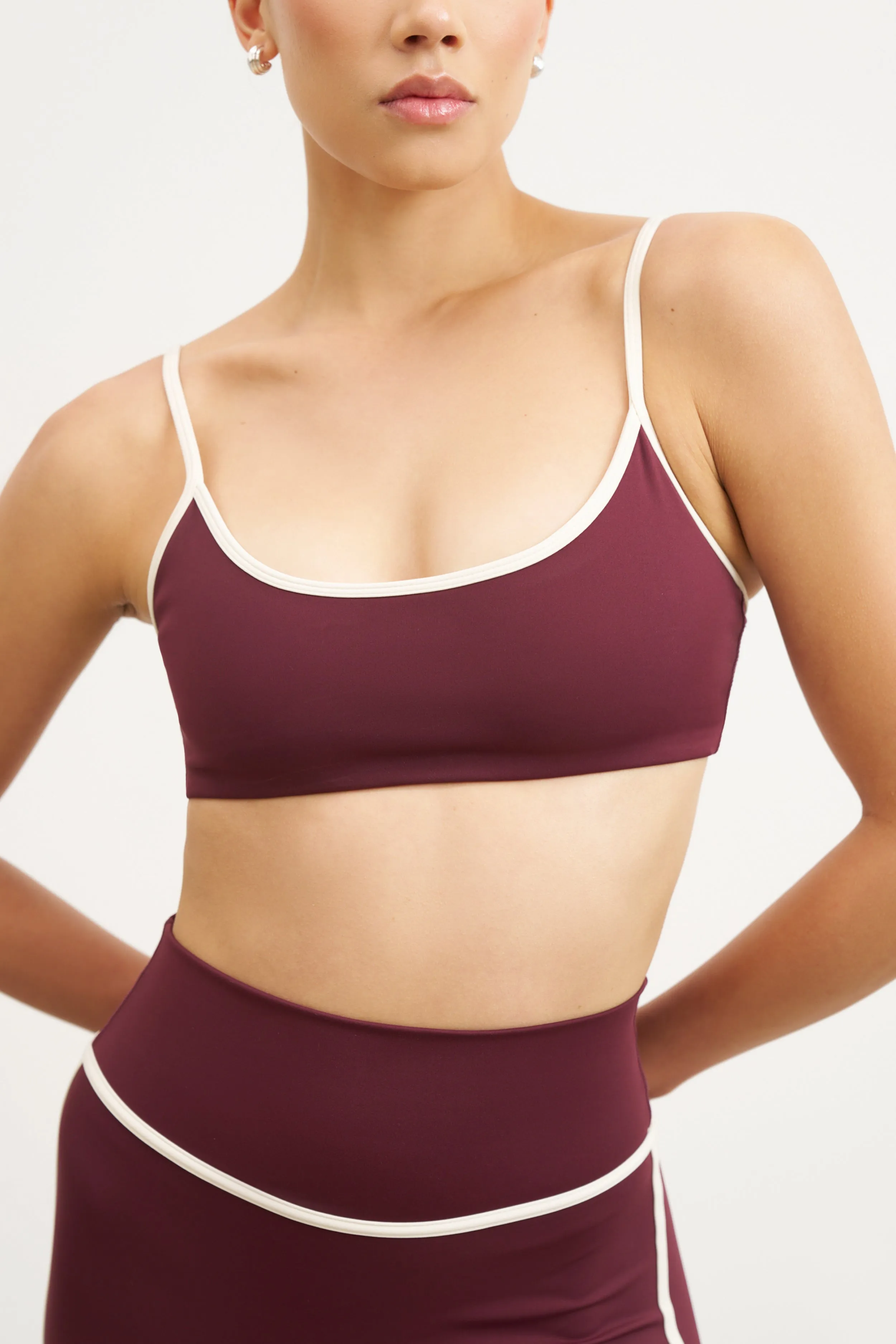 Base Contrast Trim Cami Bra - Merlot/Tofu sold by Because of Alice product image thumbnail 3