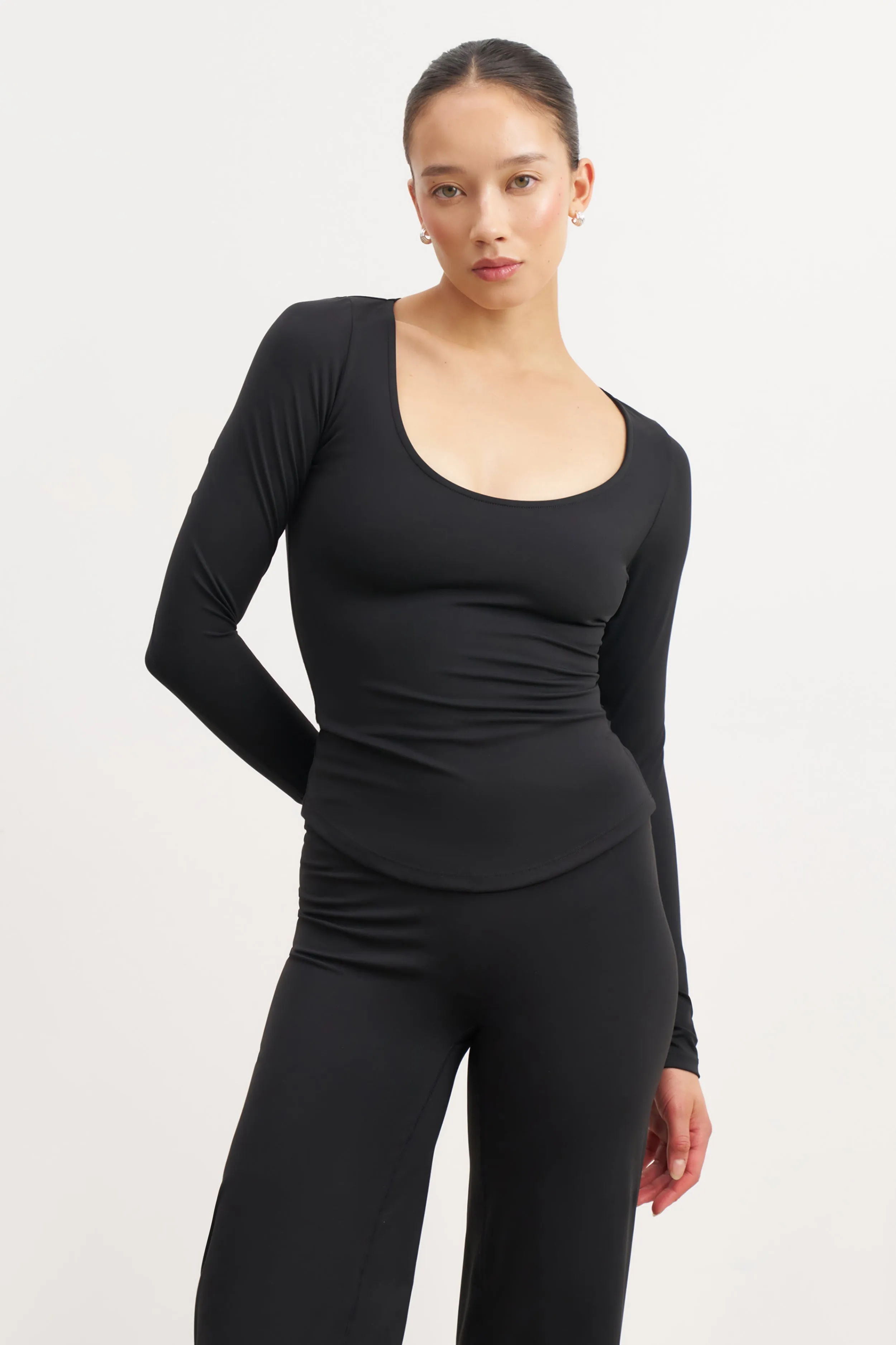 Base Sculpting Scoop Neck Long Sleeve Top - Black sold by Because of Alice product image thumbnail 3