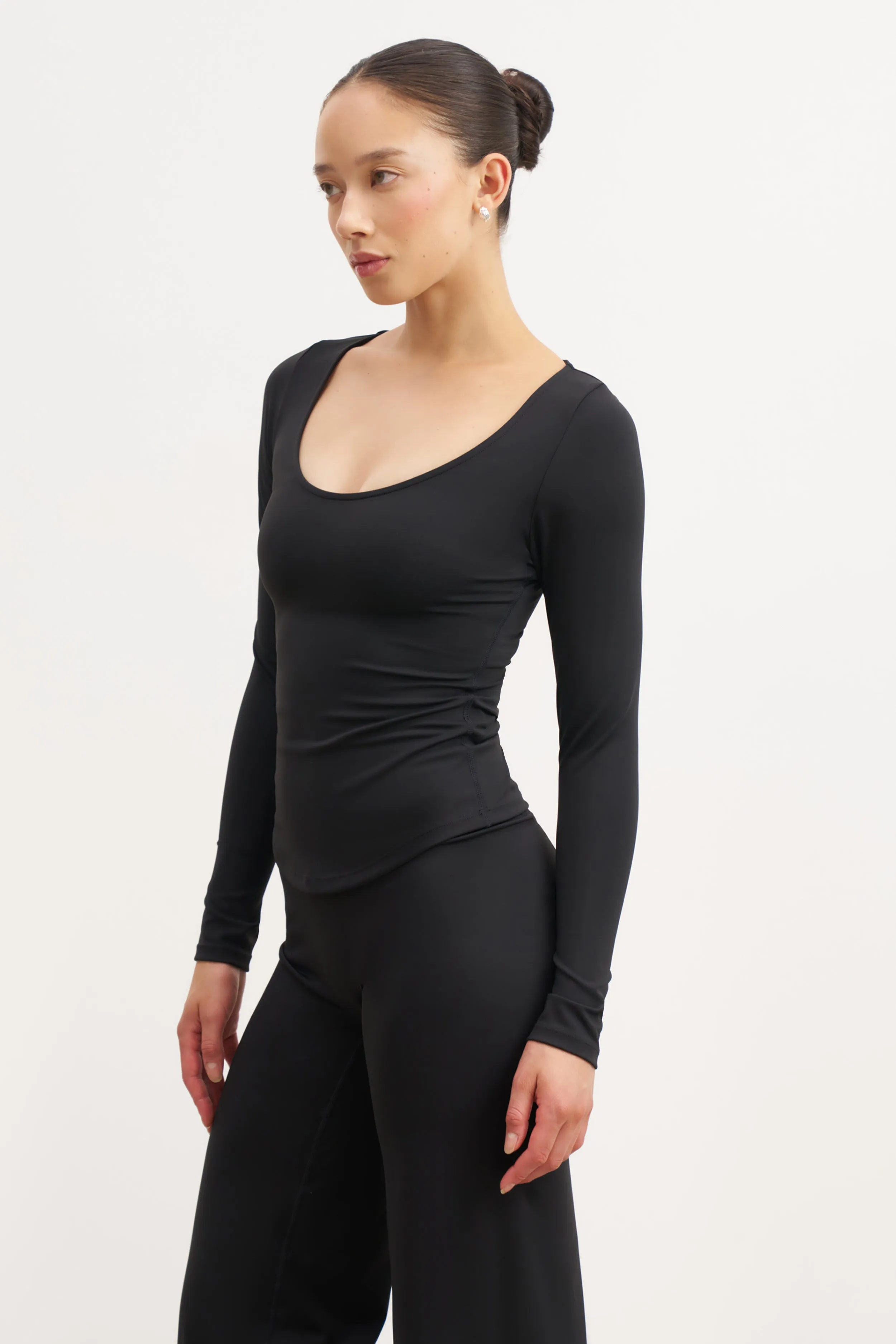 Base Sculpting Scoop Neck Long Sleeve Top - Black sold by Because of Alice product image thumbnail 5