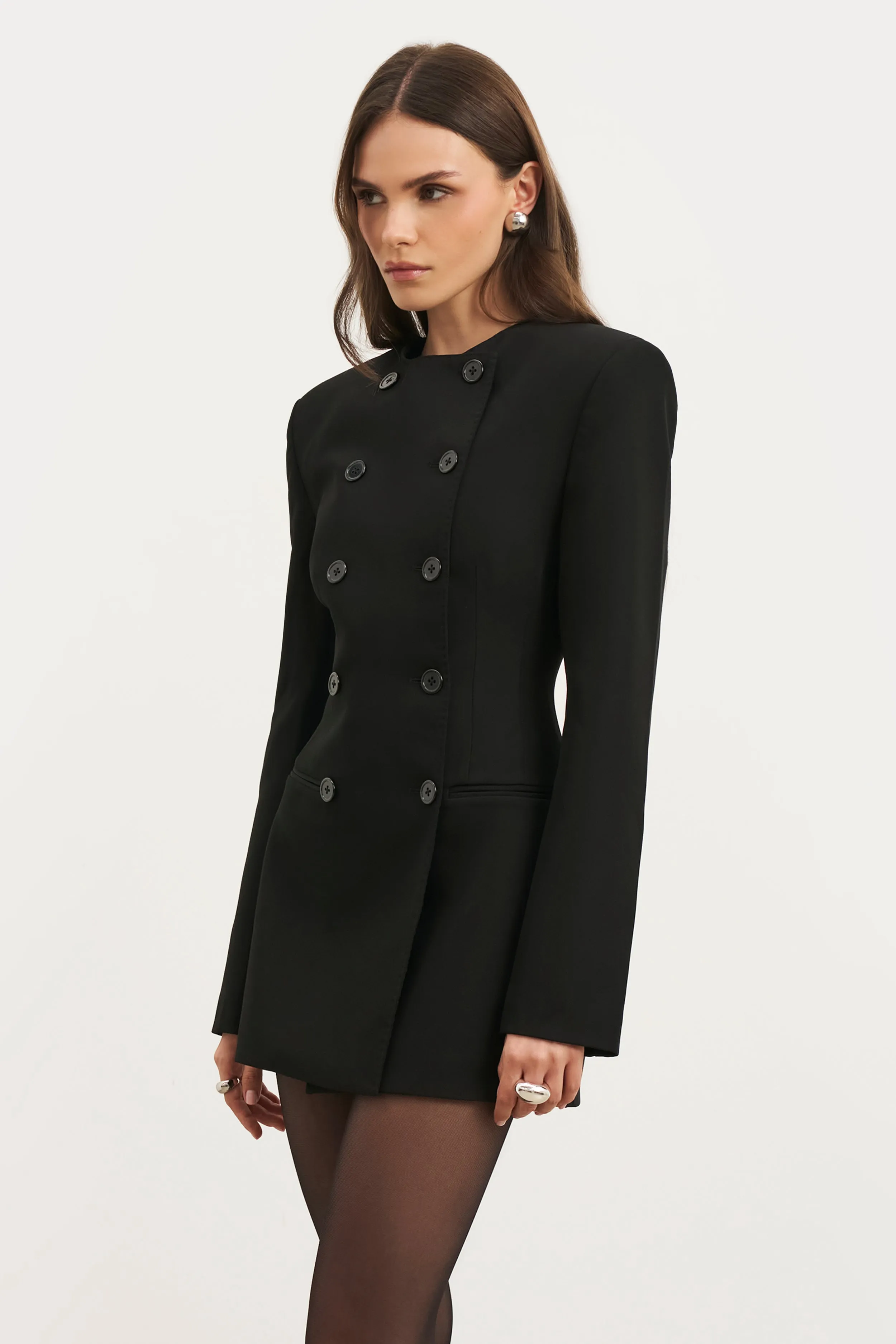 Tailored Collarless Blazer Dress - Black sold by Because of Alice product image thumbnail 2