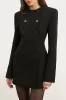 Tailored Collarless Blazer Dress - Black sold by Because of Alice