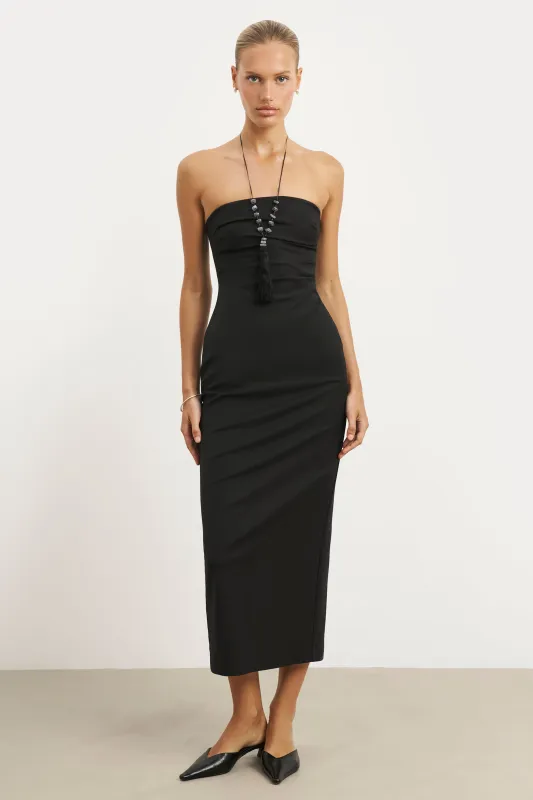 Strapless Ruched Midaxi Dress - Black sold by Because of Alice