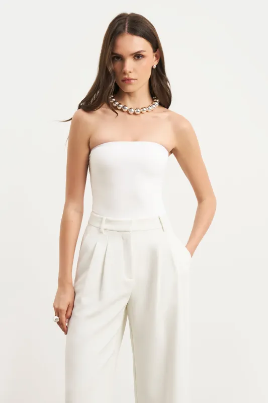 Strapless Bandeau Bodysuit - White sold by Because of Alice