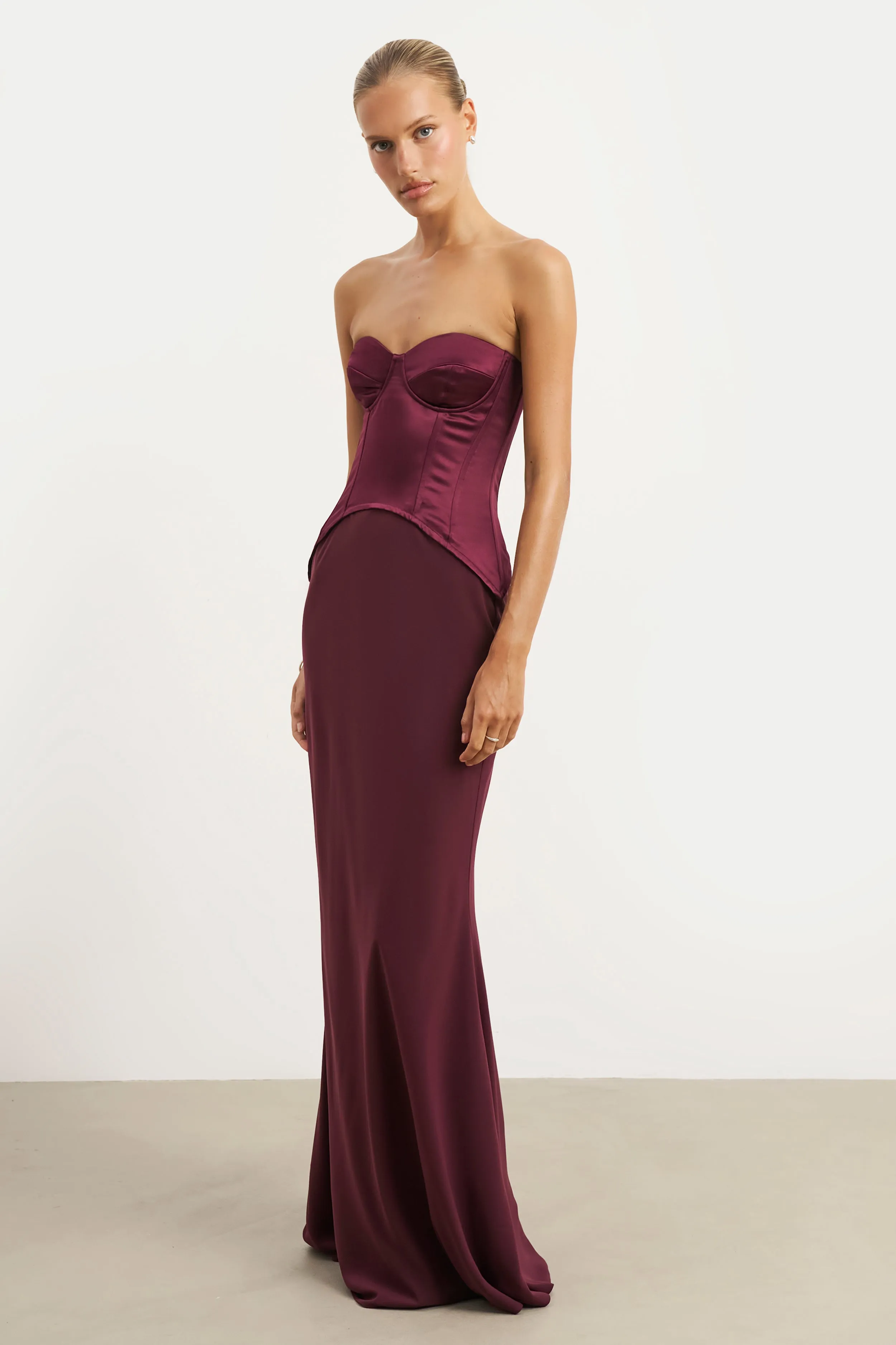 Satin Corset Gown with Sweetheart Neckline - Mulberry sold by Because of Alice product image thumbnail 5