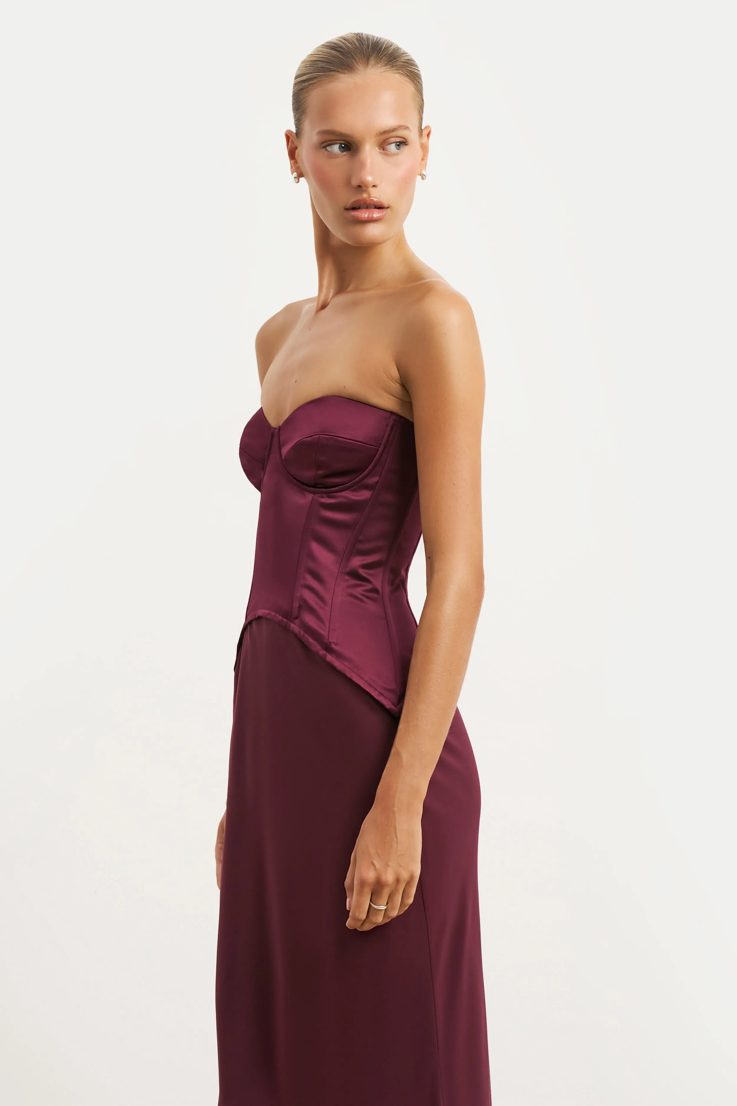 Satin Corset Gown with Sweetheart Neckline - Mulberry sold by Because of Alice product image thumbnail 3