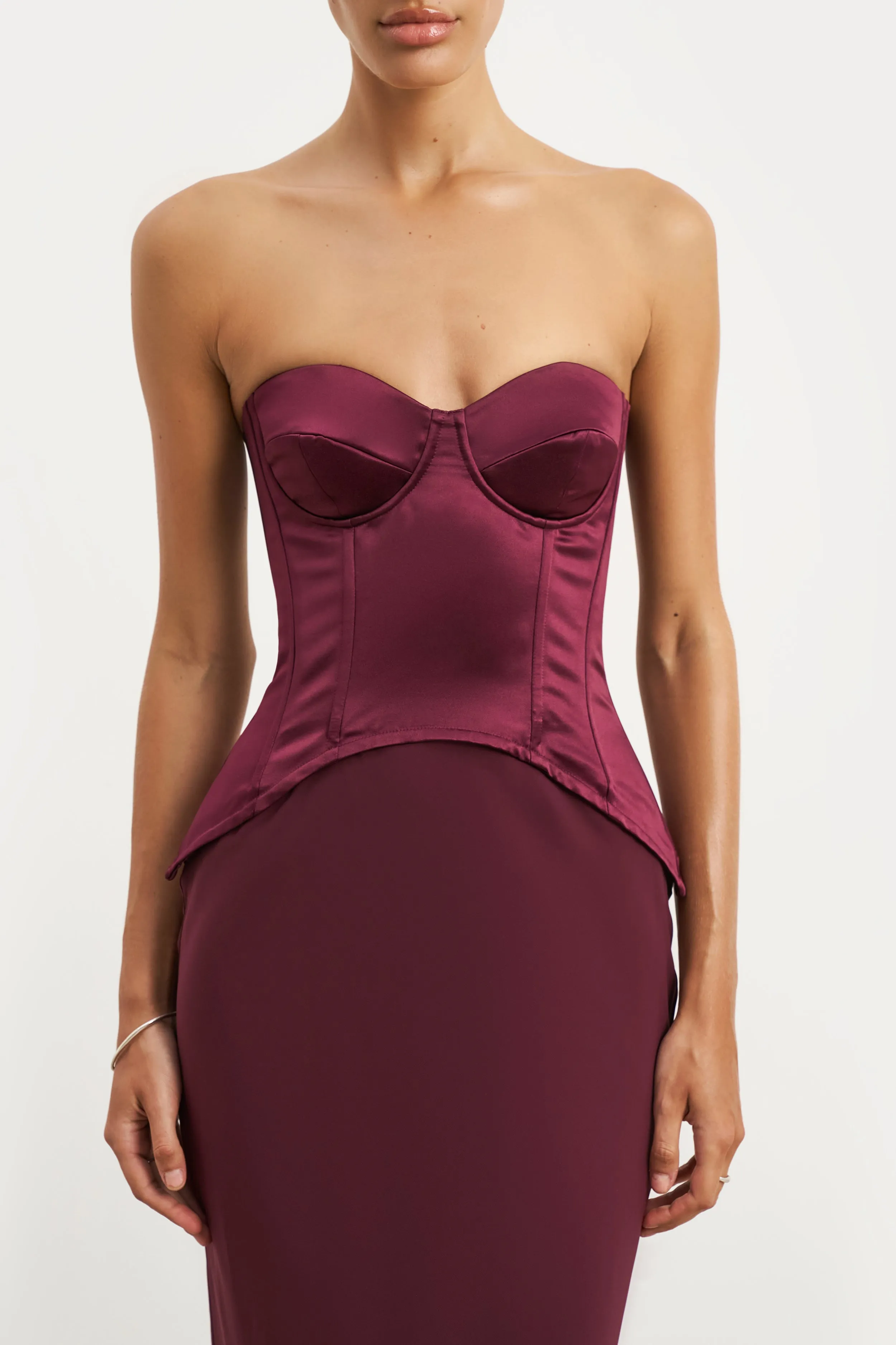 Satin Corset Gown with Sweetheart Neckline - Mulberry sold by Because of Alice product image thumbnail 4