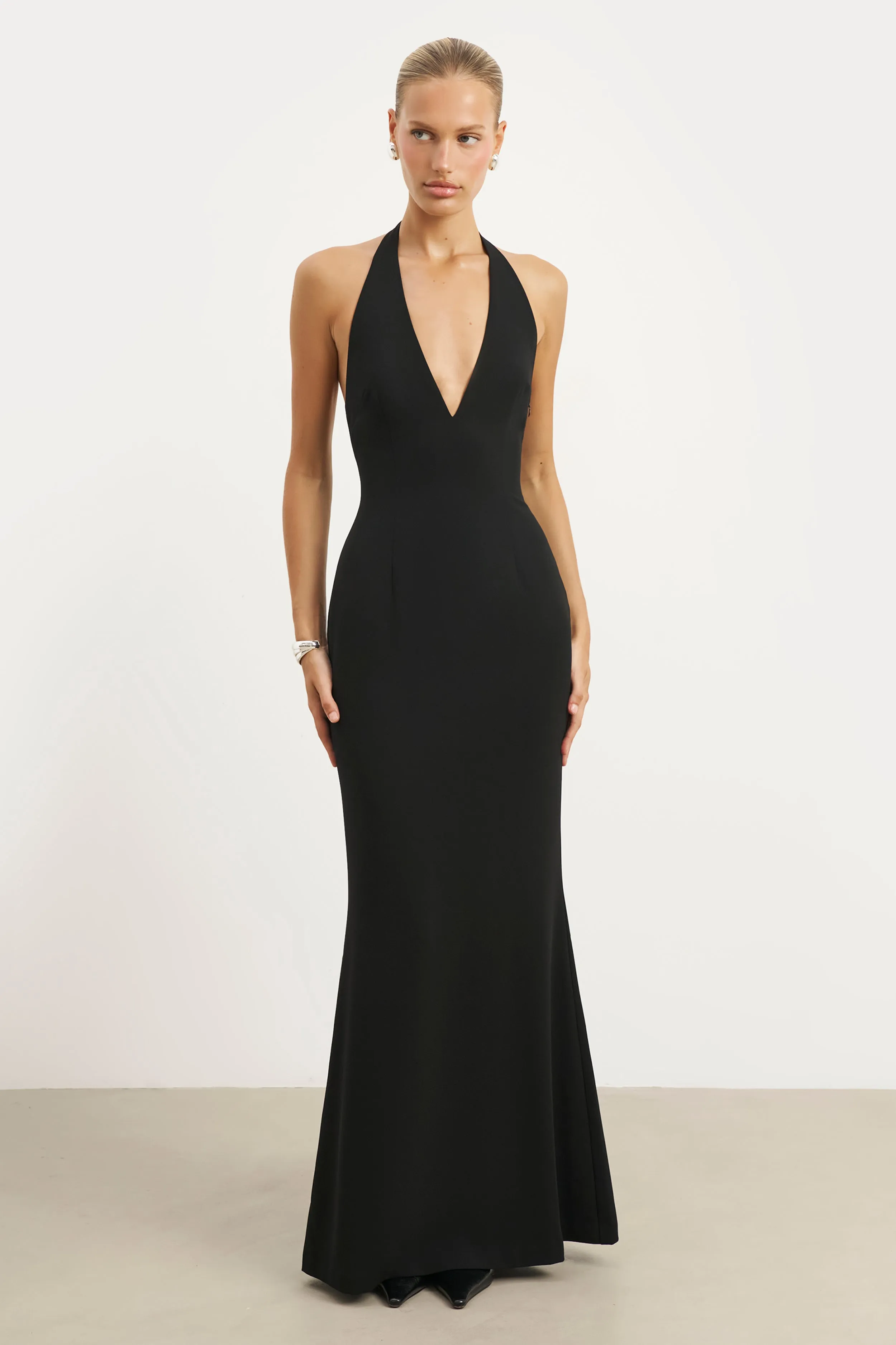Plunging V Neck Halter Gown - Black sold by Because of Alice product image thumbnail 3