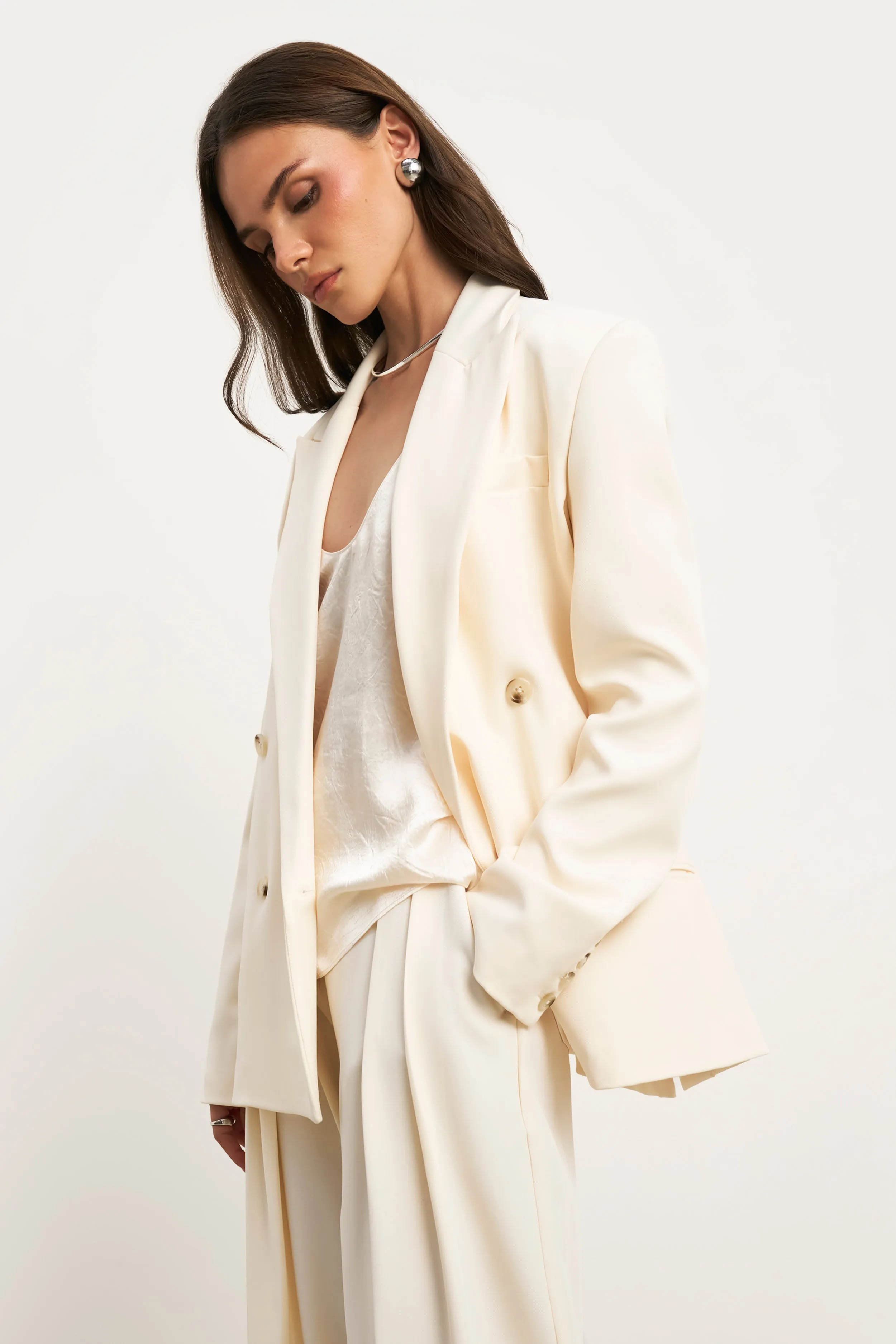Dropped Waist Double Breasted Blazer - Cream sold by Because of Alice product image thumbnail 5