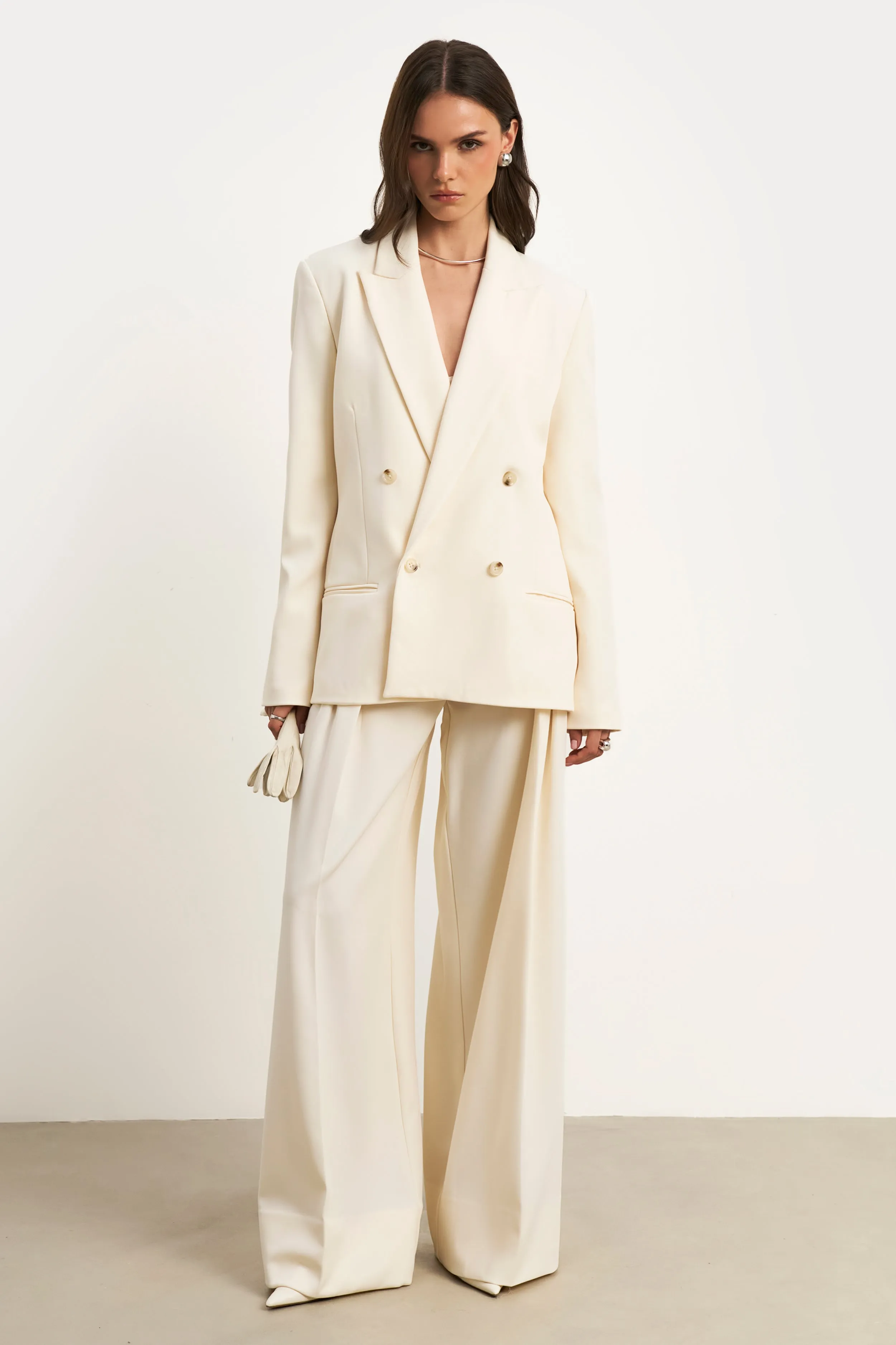 Dropped Waist Double Breasted Blazer - Cream sold by Because of Alice product image thumbnail 2