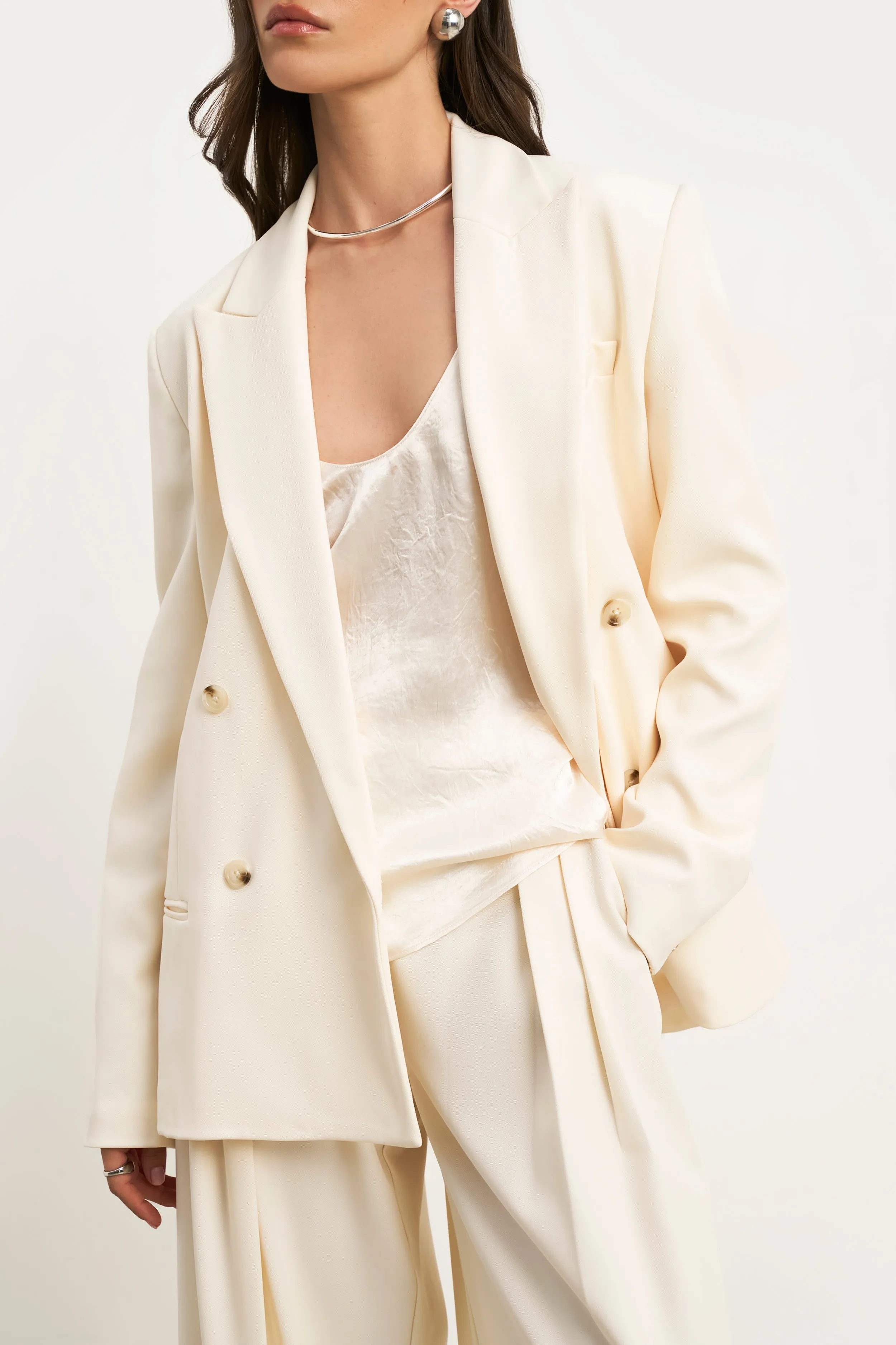 Dropped Waist Double Breasted Blazer - Cream sold by Because of Alice product image thumbnail 3