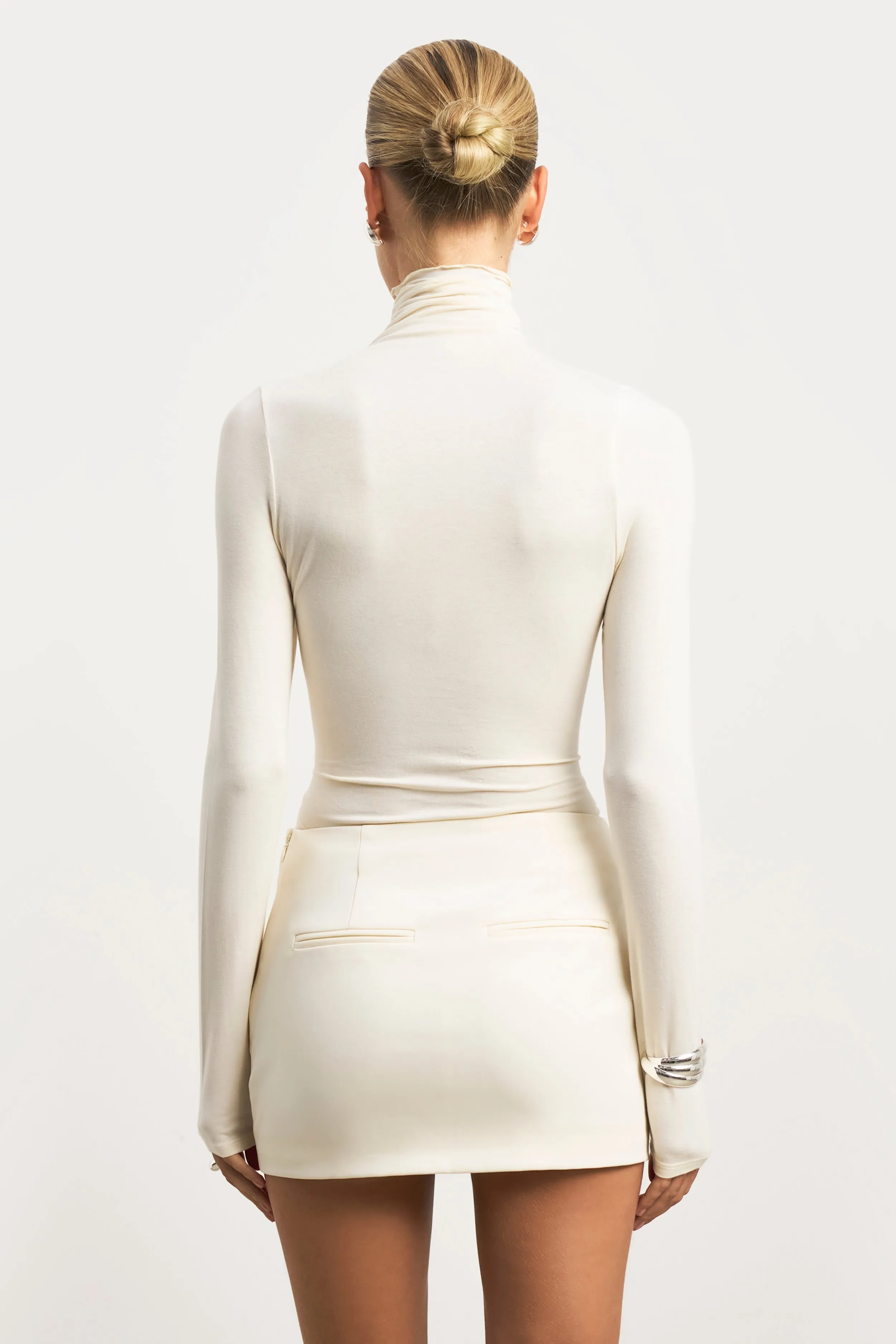 Clean Cut Micro Skirt - Cream sold by Because of Alice product image thumbnail 5