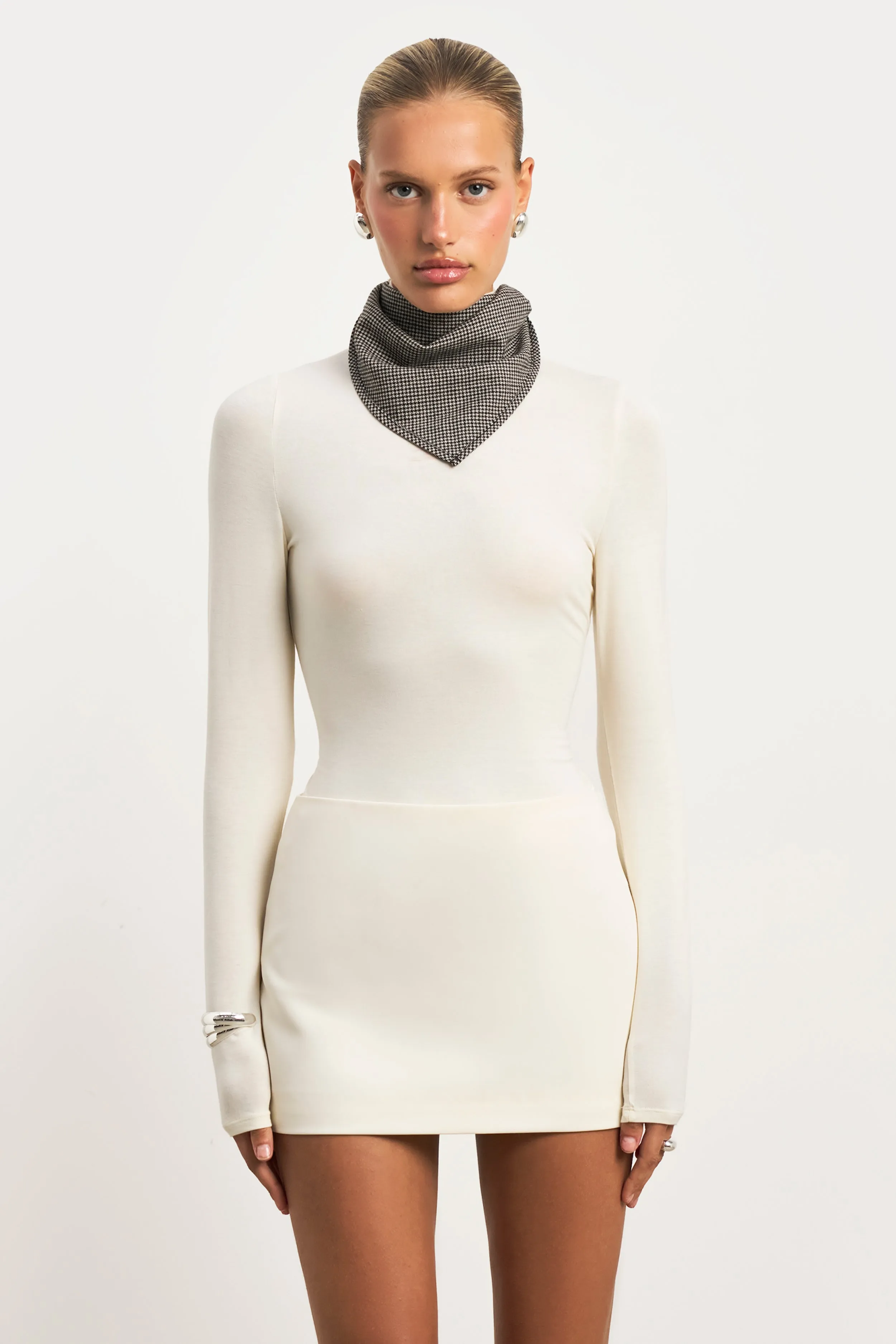 Clean Cut Micro Skirt - Cream sold by Because of Alice product image thumbnail 2