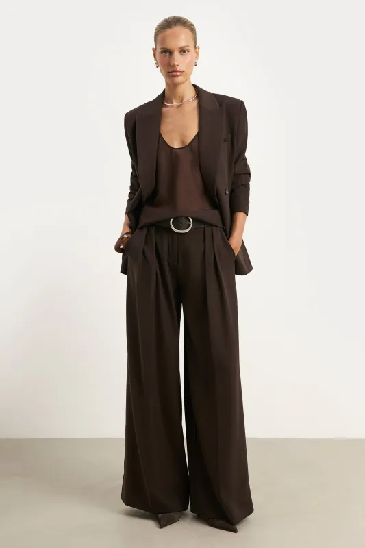 Pleated Ultra Wide Leg Trousers - Carob sold by Because of Alice