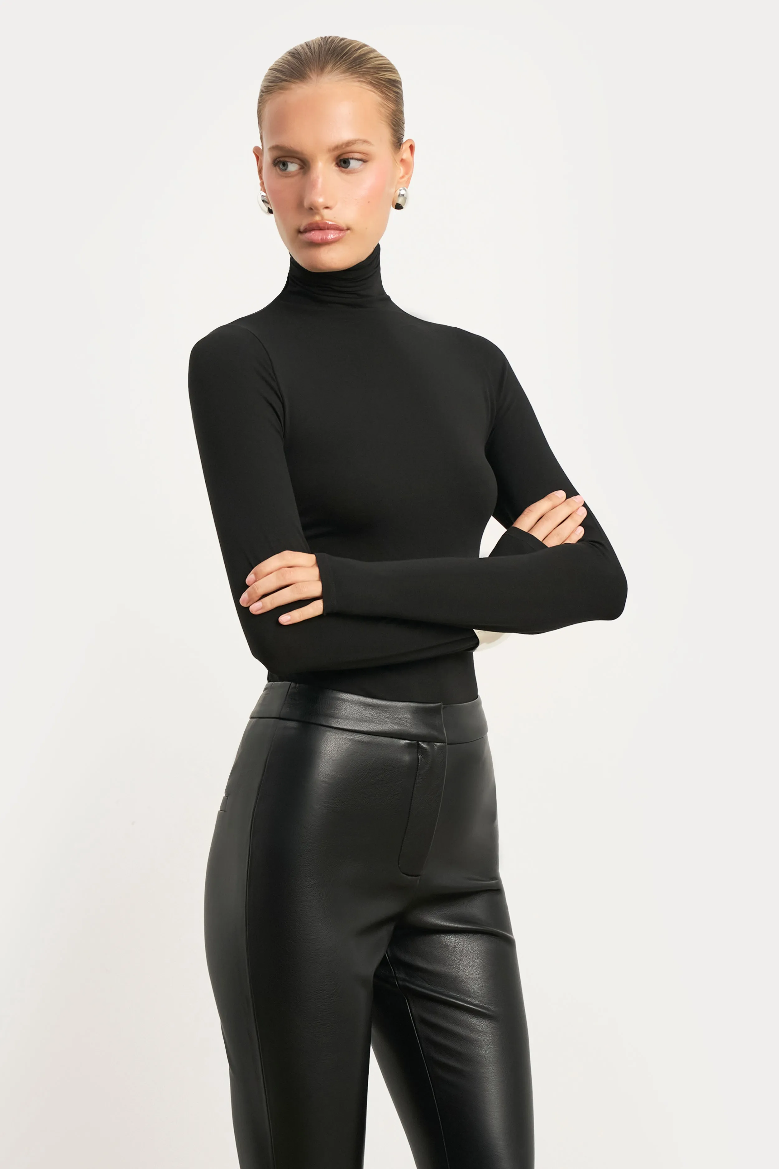 Semi Sheer High Neck Longsleeve Top - Black sold by Because of Alice product image thumbnail 4