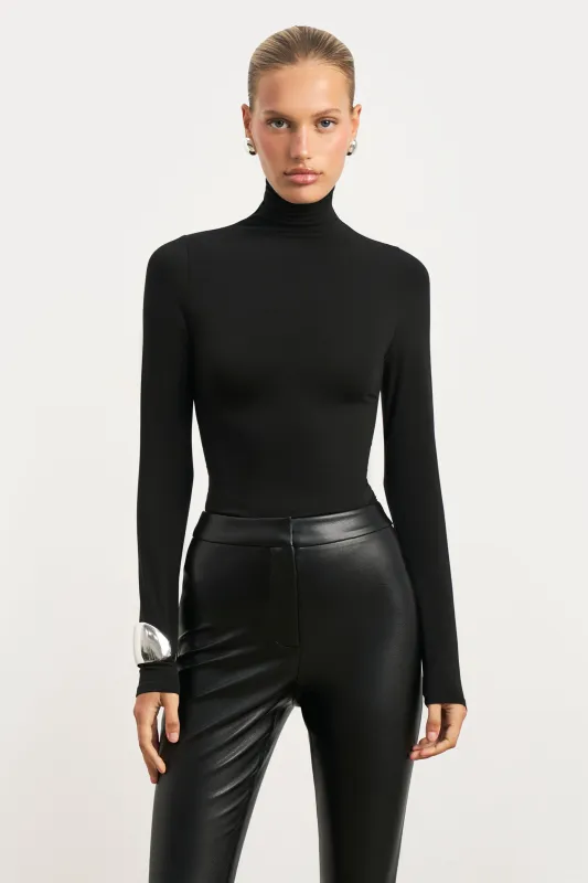 Semi Sheer High Neck Longsleeve Top -  Black sold by Because of Alice
