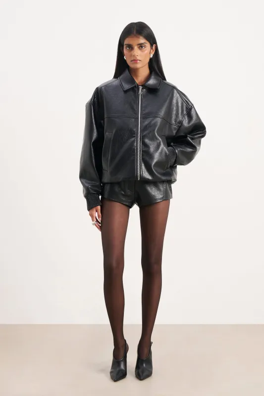 Vintage Leather Bomber Jacket - Black sold by Because of Alice