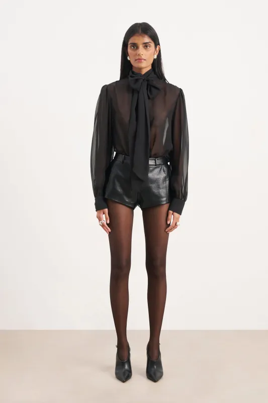 Tailored Leather Micro Shorts - Black sold by Because of Alice