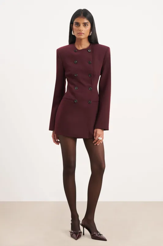 Tailored Collarless Blazer Dress - Mulberry sold by Because of Alice