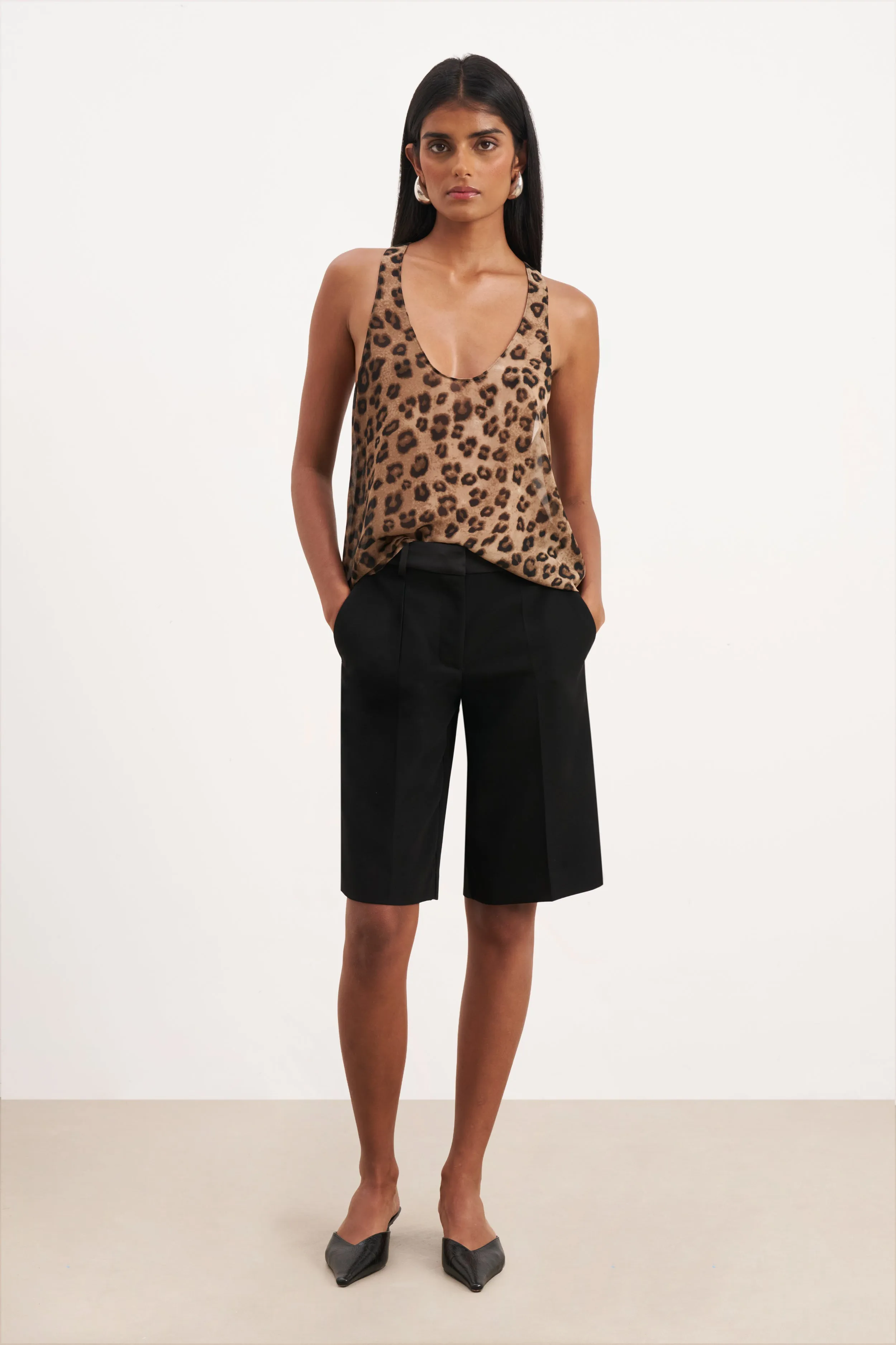 Sheer Plunge U Neck Tank Top - Leopard Print sold by Because of Alice product image thumbnail 4
