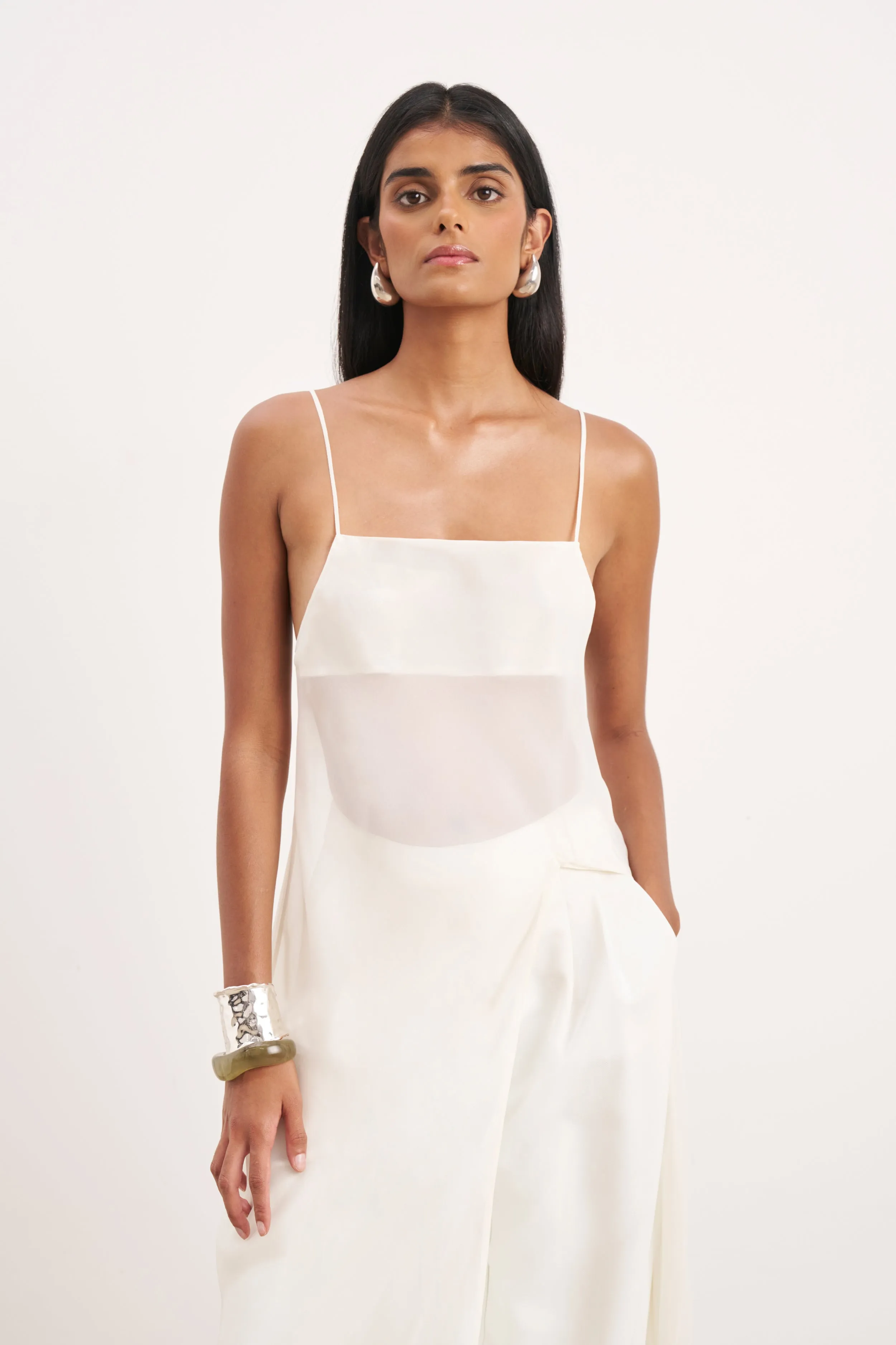 Sheer Chiffon Longline Camisole - Cream sold by Because of Alice product image thumbnail 2