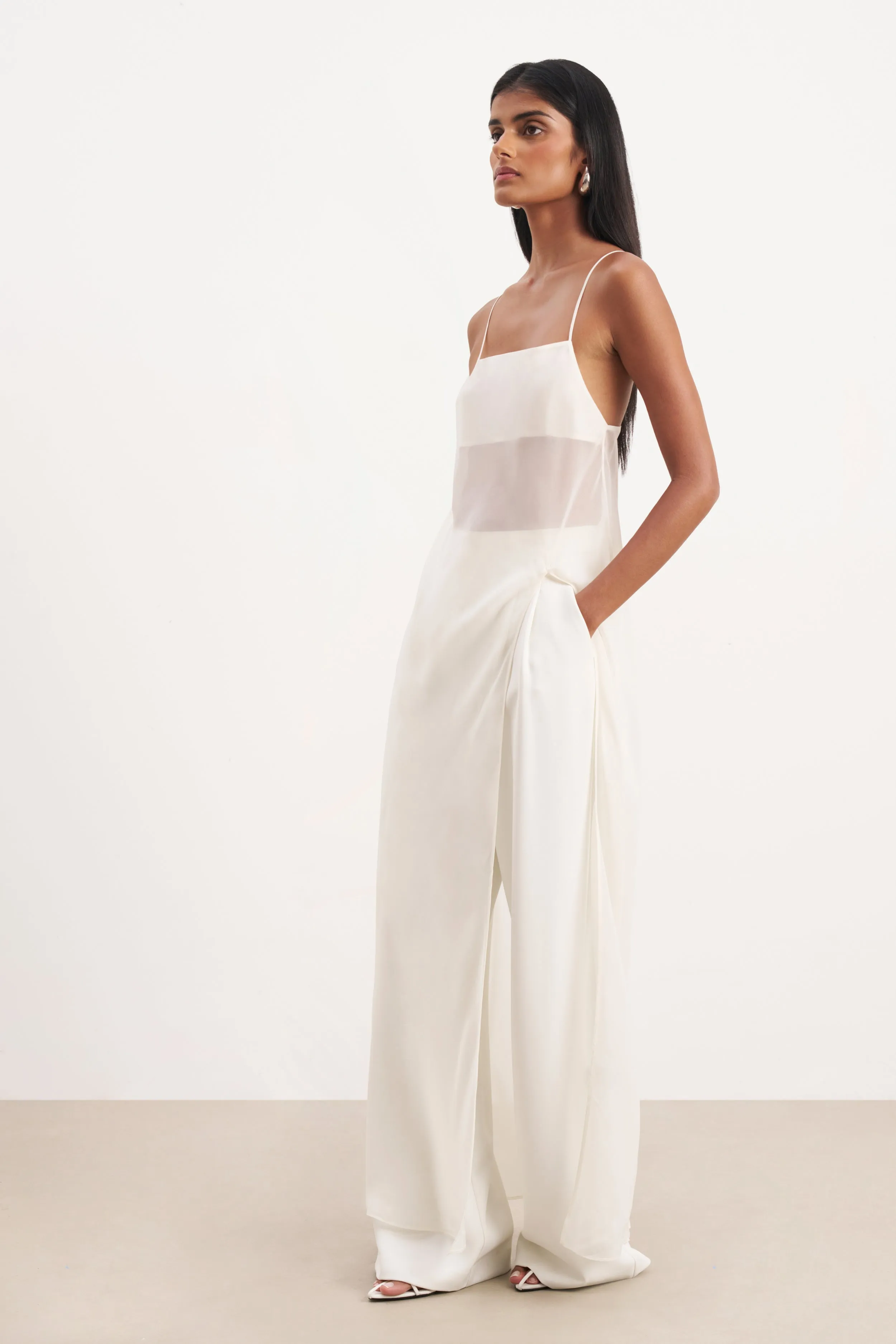 Sheer Chiffon Longline Camisole - Cream sold by Because of Alice product image thumbnail 3