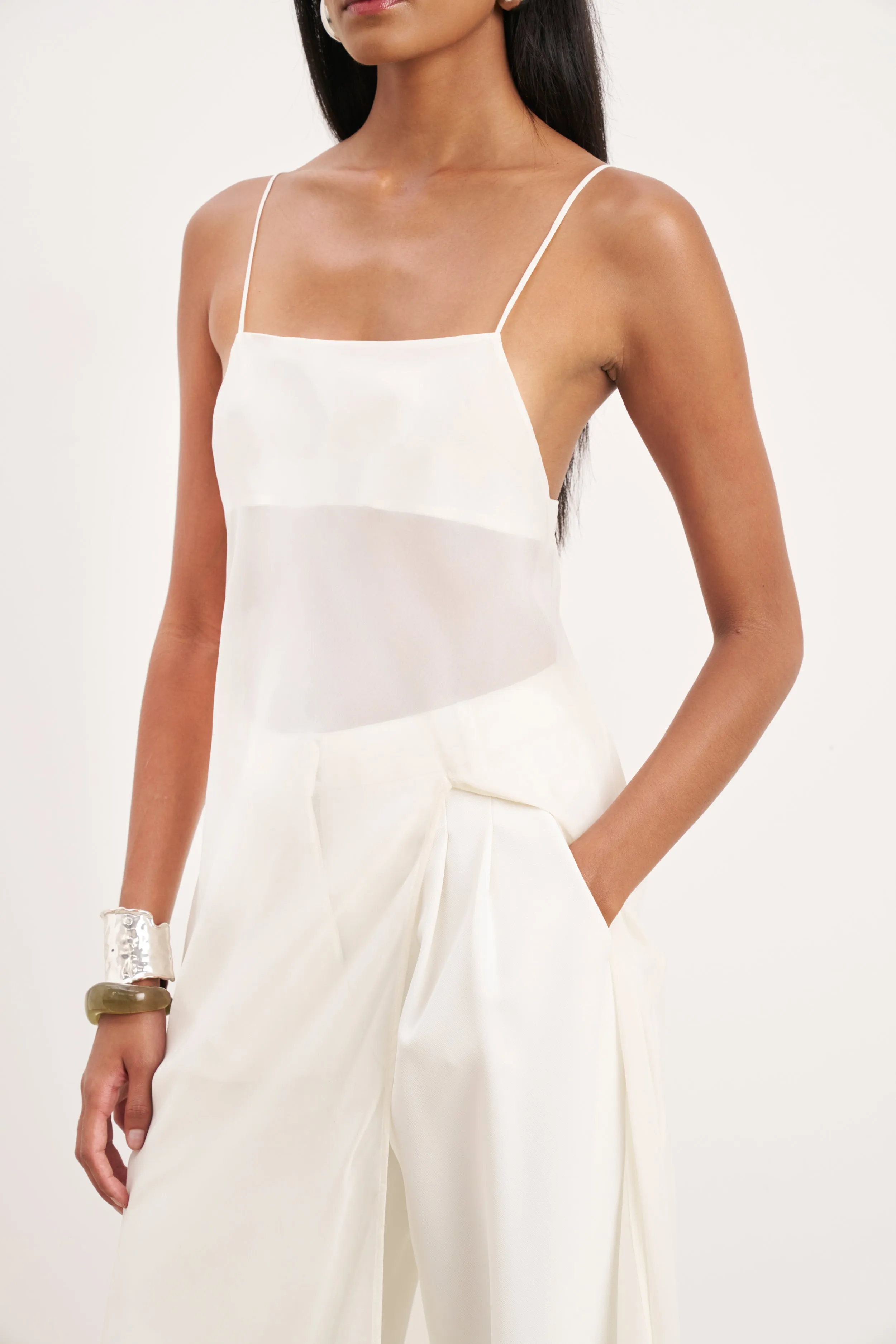 Sheer Chiffon Longline Camisole - Cream sold by Because of Alice product image thumbnail 4