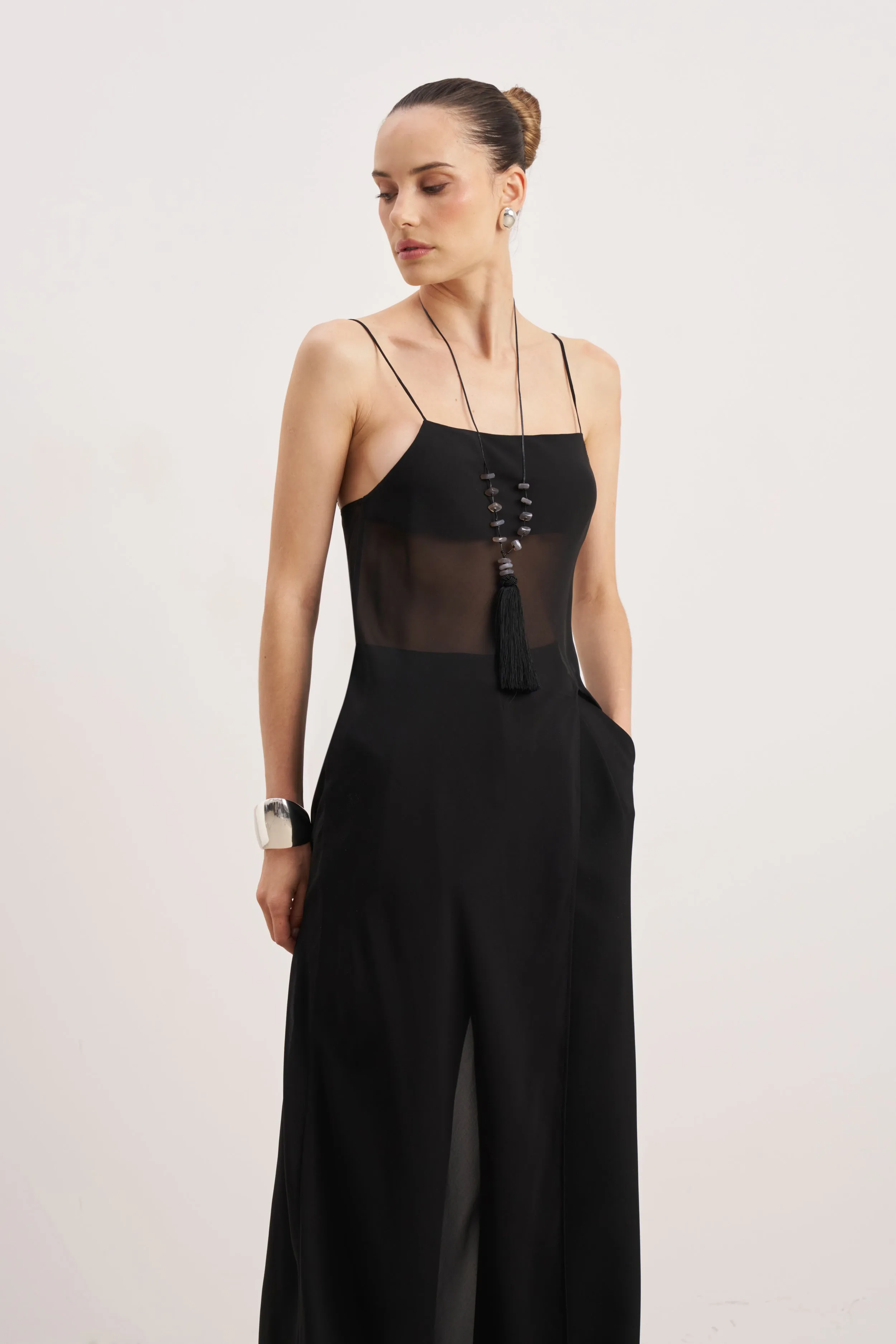 Sheer Chiffon Longline Camisole - Black sold by Because of Alice product image thumbnail 4