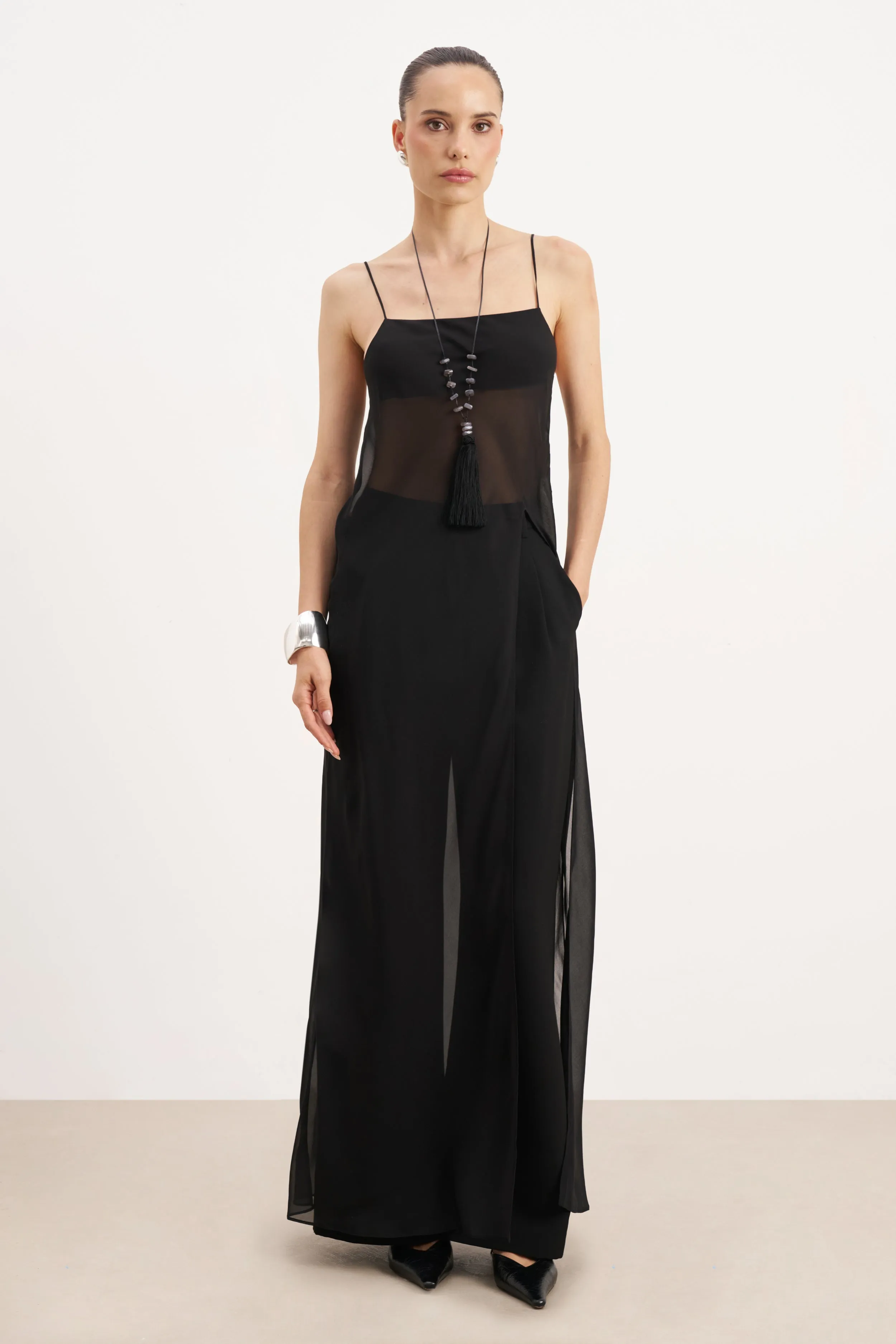 Sheer Chiffon Longline Camisole - Black sold by Because of Alice product image thumbnail 5