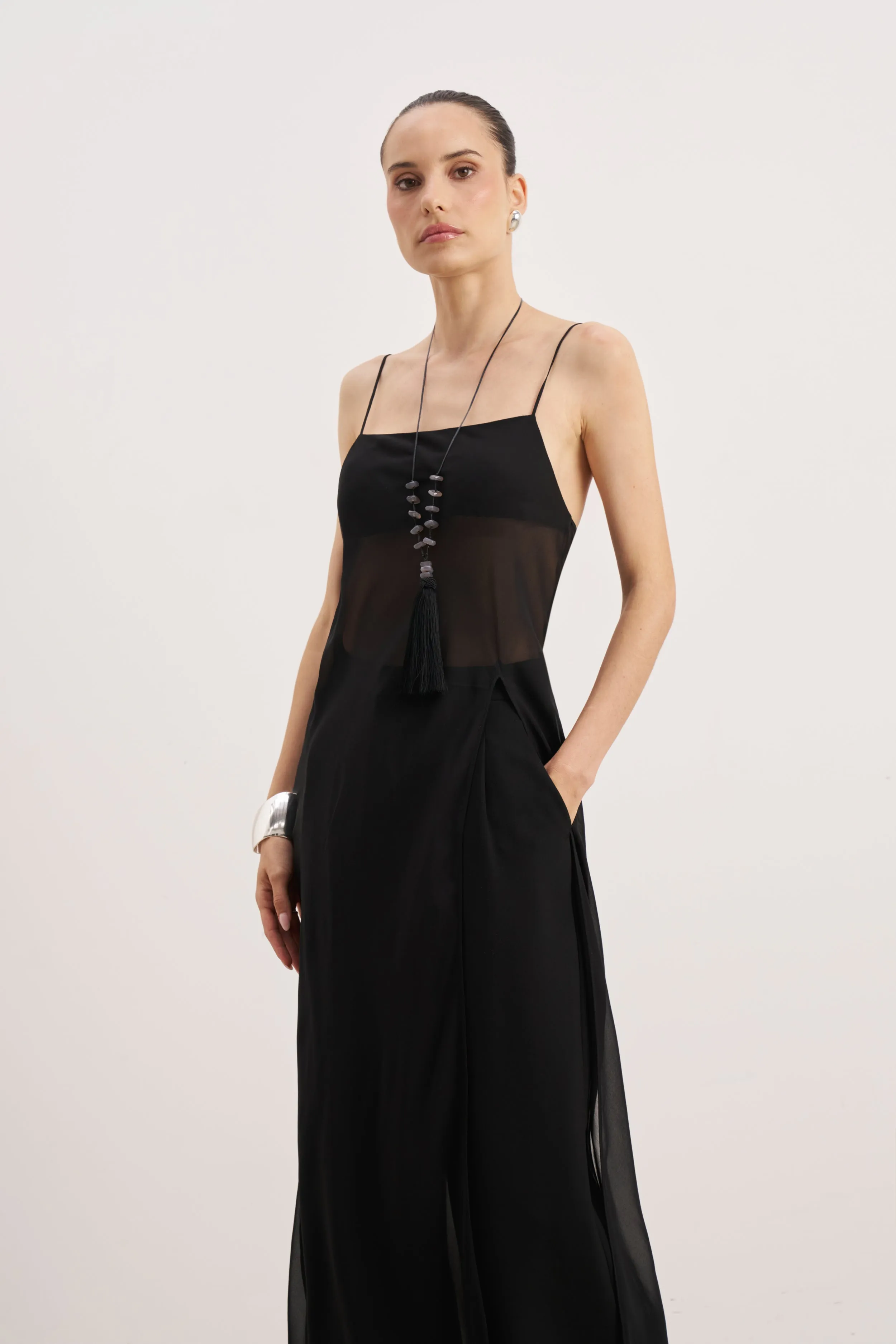 Sheer Chiffon Longline Camisole - Black sold by Because of Alice product image thumbnail 2