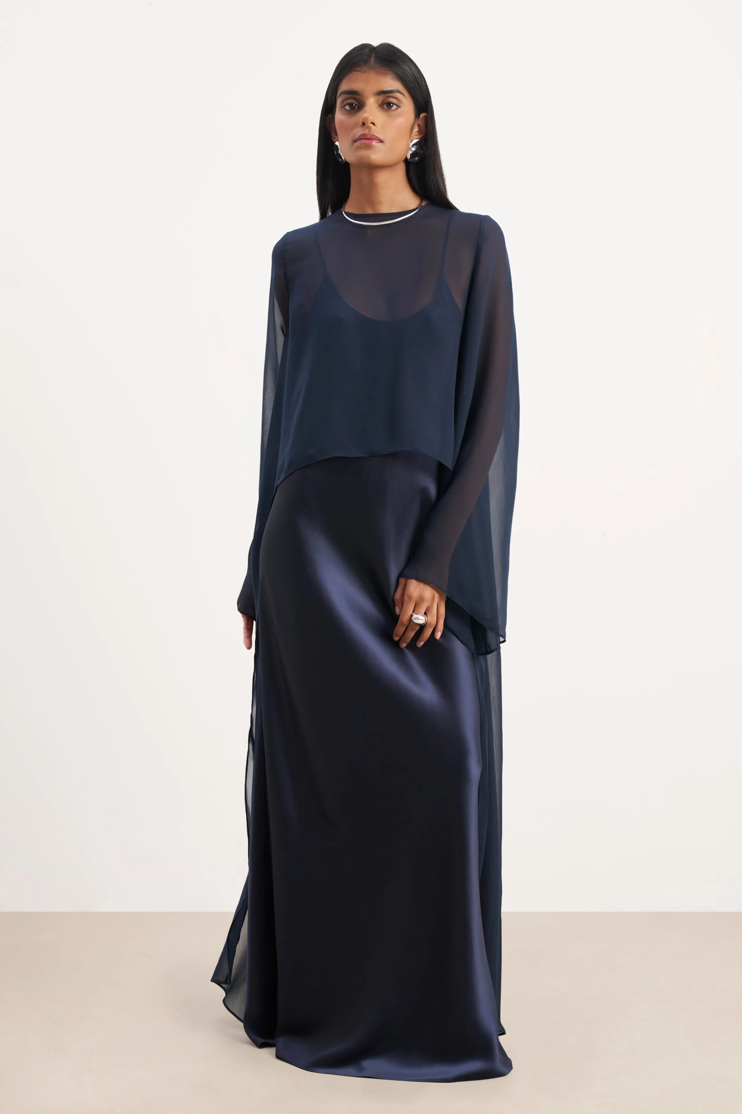 Sheer Chiffon Cape Blouse - Navy sold by Because of Alice product image thumbnail 3