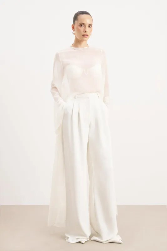 Sheer Chiffon Cape Blouse - Cream sold by Because of Alice