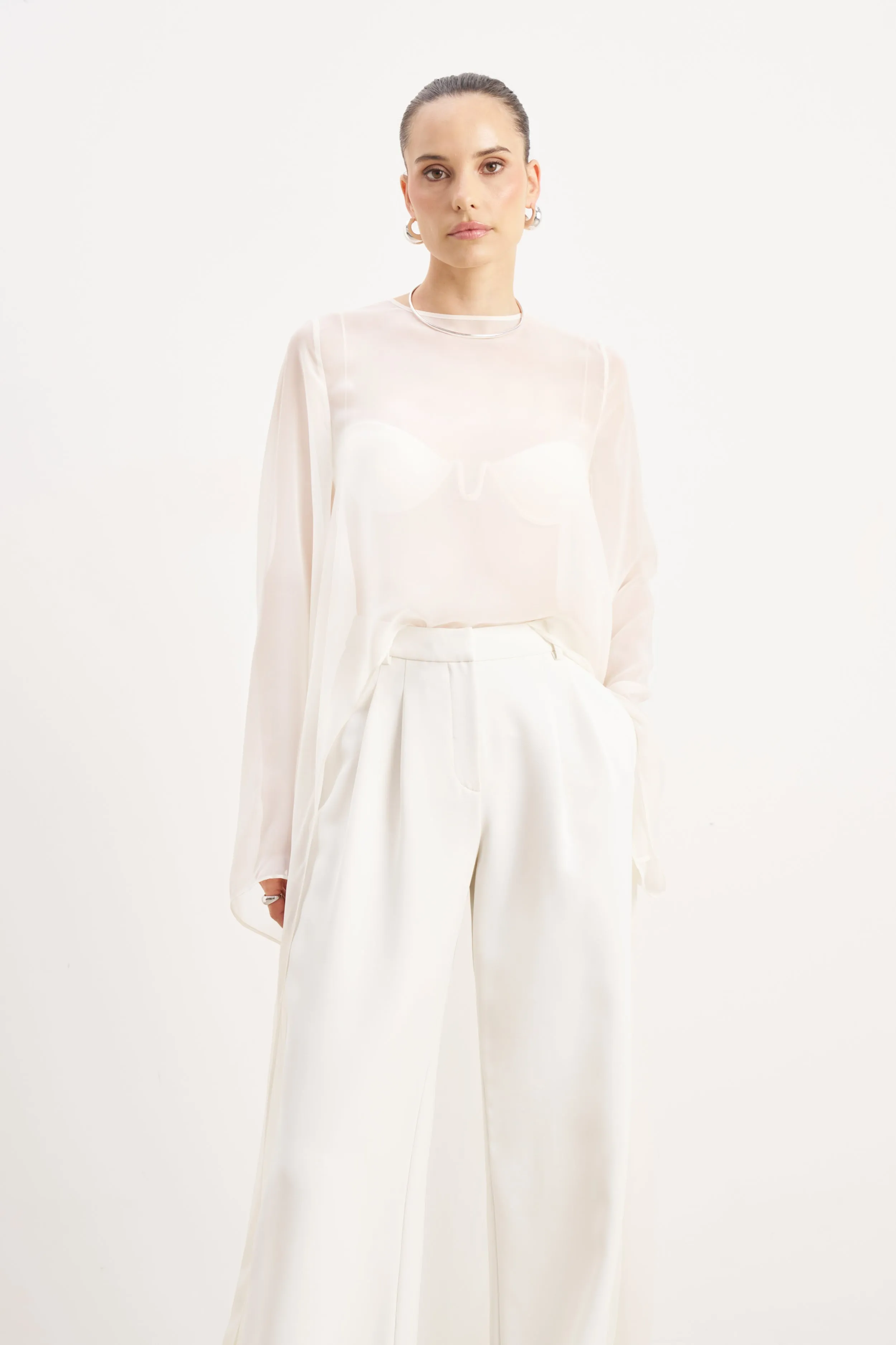 Sheer Chiffon Cape Blouse - Cream sold by Because of Alice product image thumbnail 2
