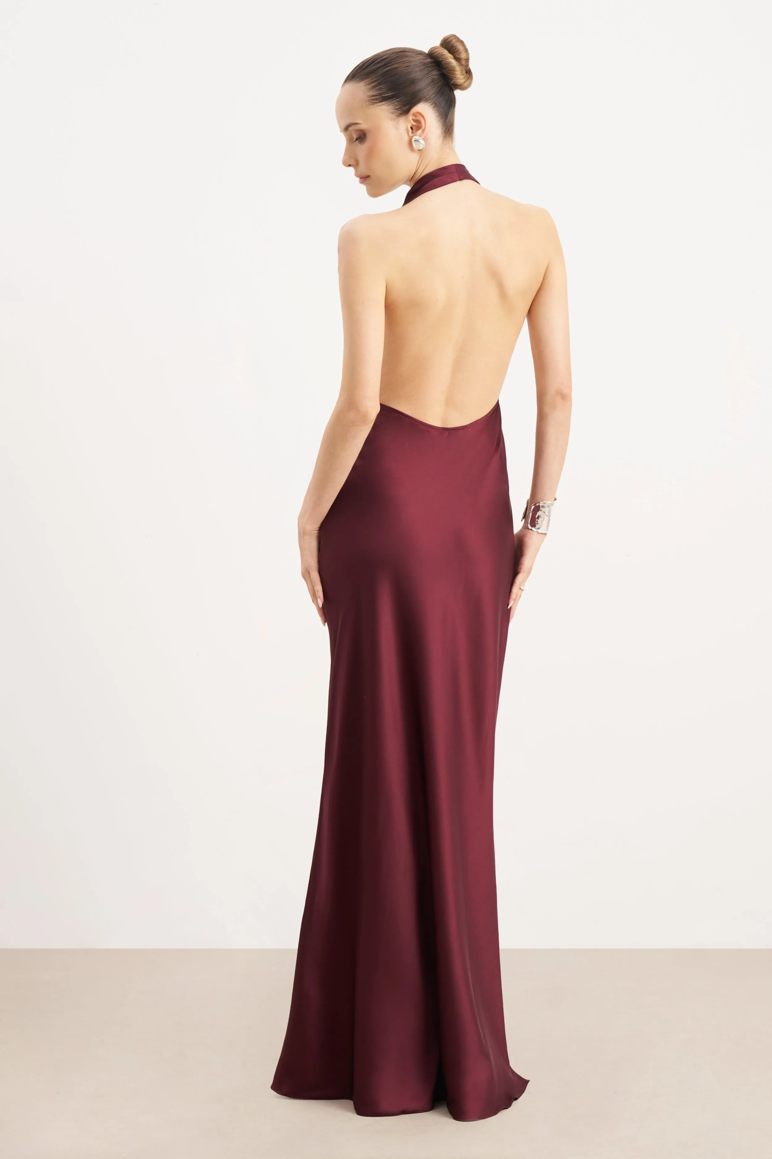 Satin Plunging Cowl Neck Maxi Dress - Mulberry sold by Because of Alice product image thumbnail 2