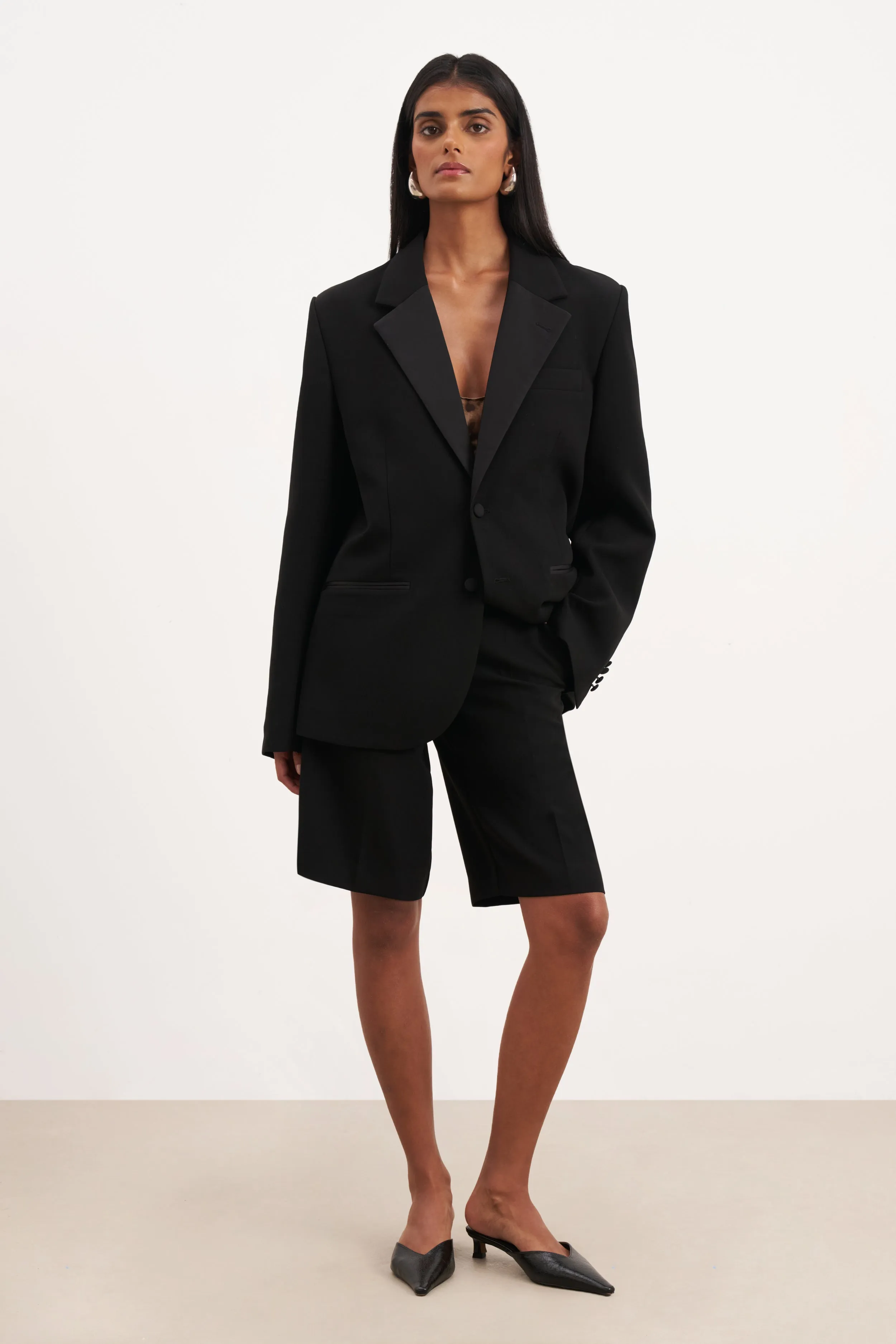 Satin Detail Longline Shorts - Black sold by Because of Alice product image thumbnail 3