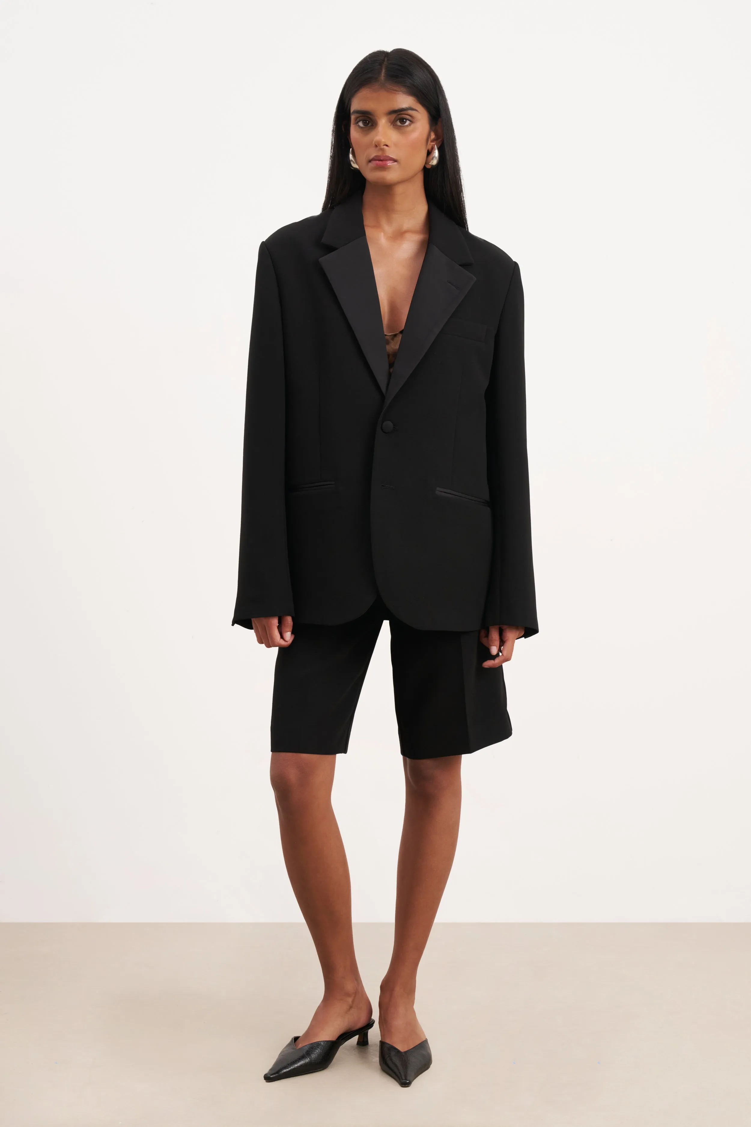 Satin Detail Longline Shorts - Black sold by Because of Alice product image thumbnail 5