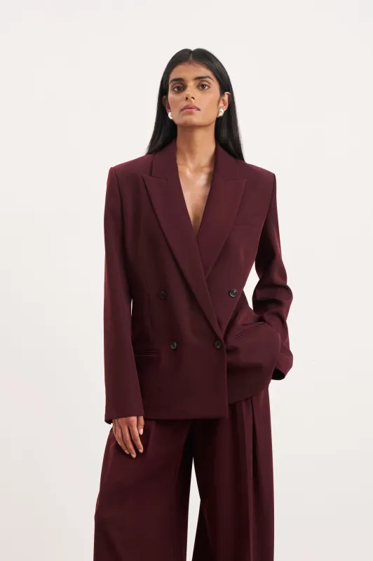 Dropped Waist Double Breasted Blazer - Mulberry sold by Because of Alice