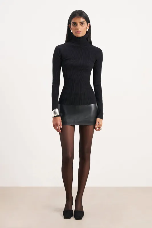 Clean Cut Leather Micro Skirt - Black sold by Because of Alice