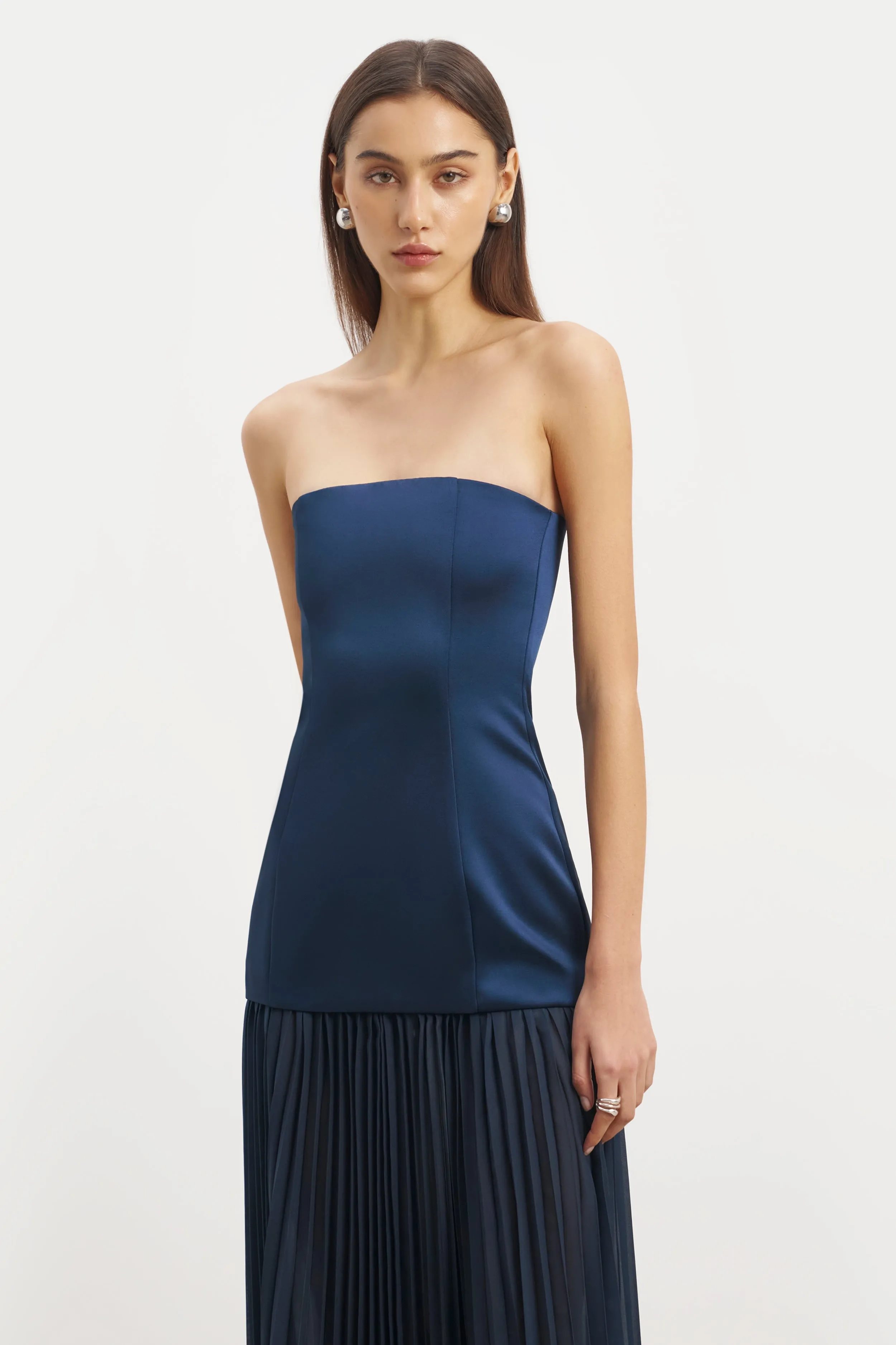 Satin Structured Bodice Gown - Navy sold by Because of Alice product image thumbnail 3